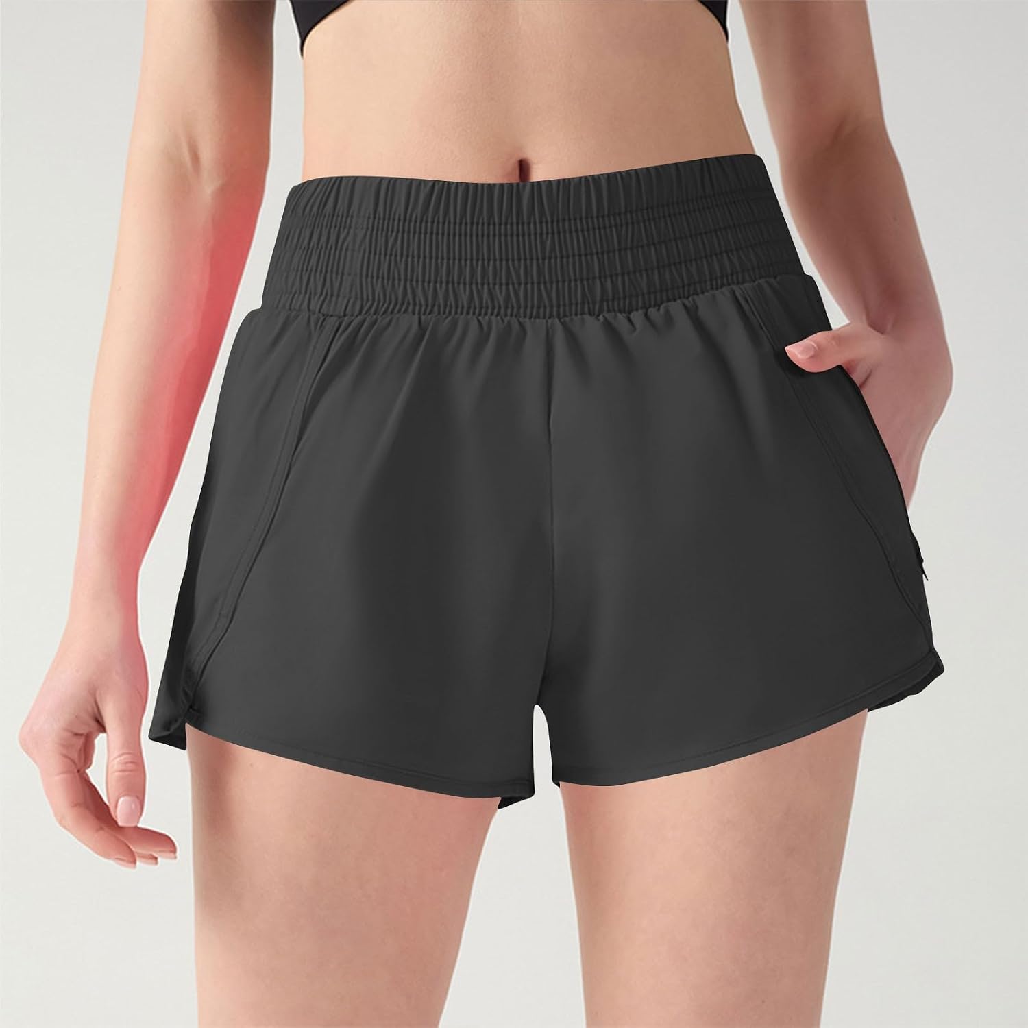 Womens Athletic Shorts with Zipper Pocket Lightweight Elastic Waist Running Shorts for Women Active Sports
