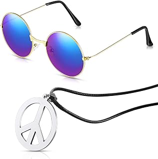 Nezyo Hippie Costume Set Includes Retro Hippy Glasses and Pe