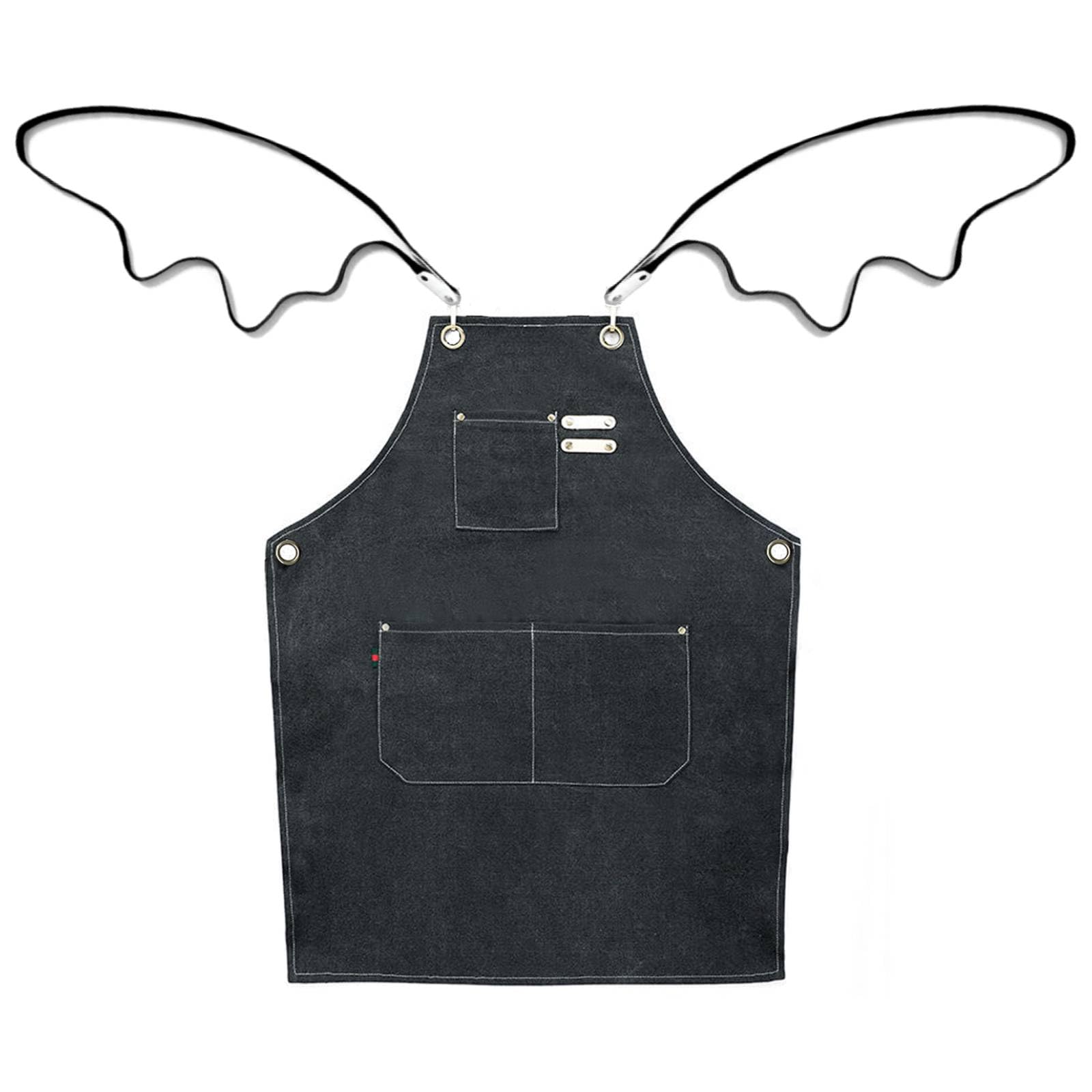 DONGGH Chef Apron Durable Quality Canvas Cross Back Adjustable, Work Apron for Kitchen, Coffee shop, Restaurant, Drawing?Florist, Gifts, Heavy Duty Apron for Men Women with Large Pockets, Black