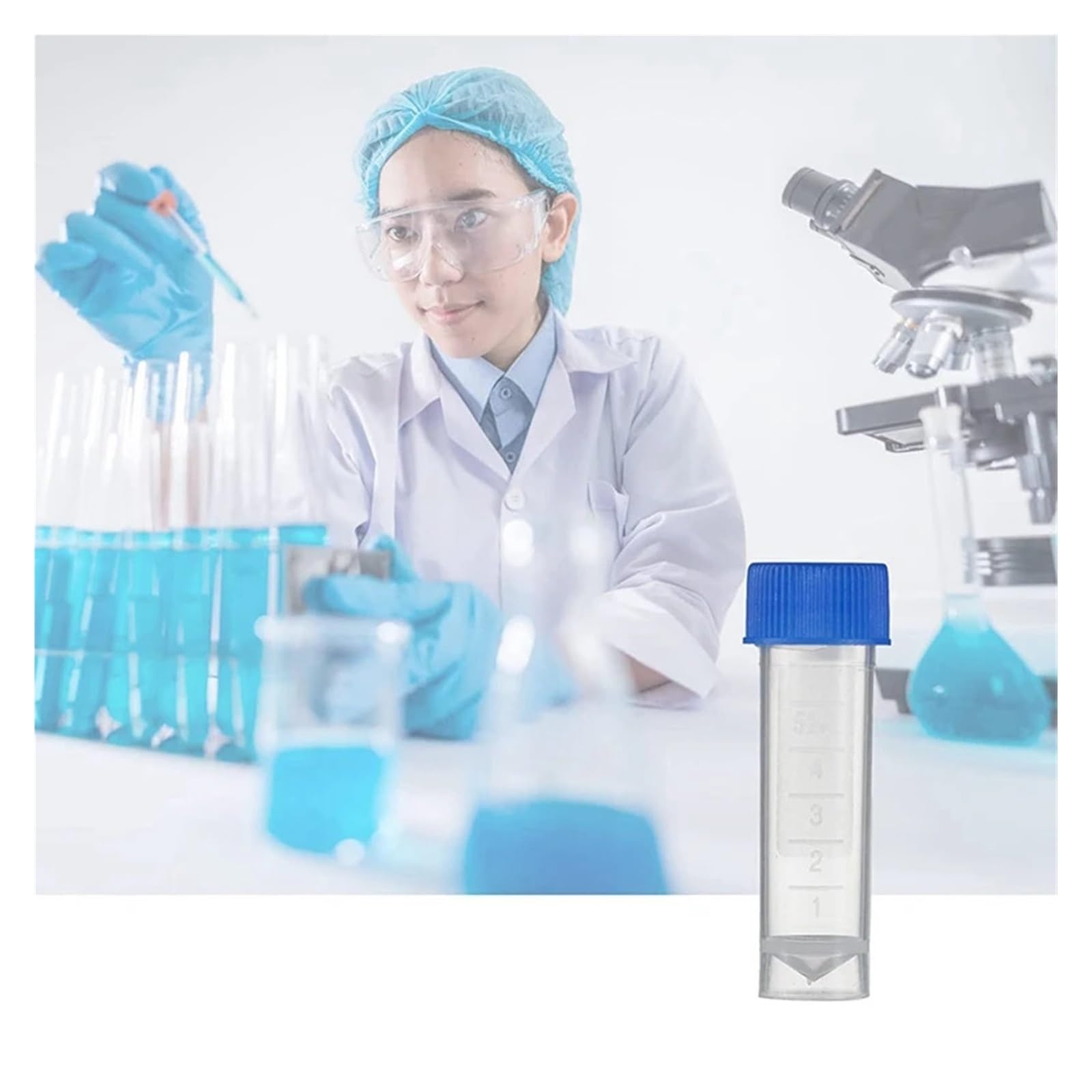 MENGKE 200 provette graduate in plastica blu da 5 ml con tappo a vite for contenitori di stoccaggio