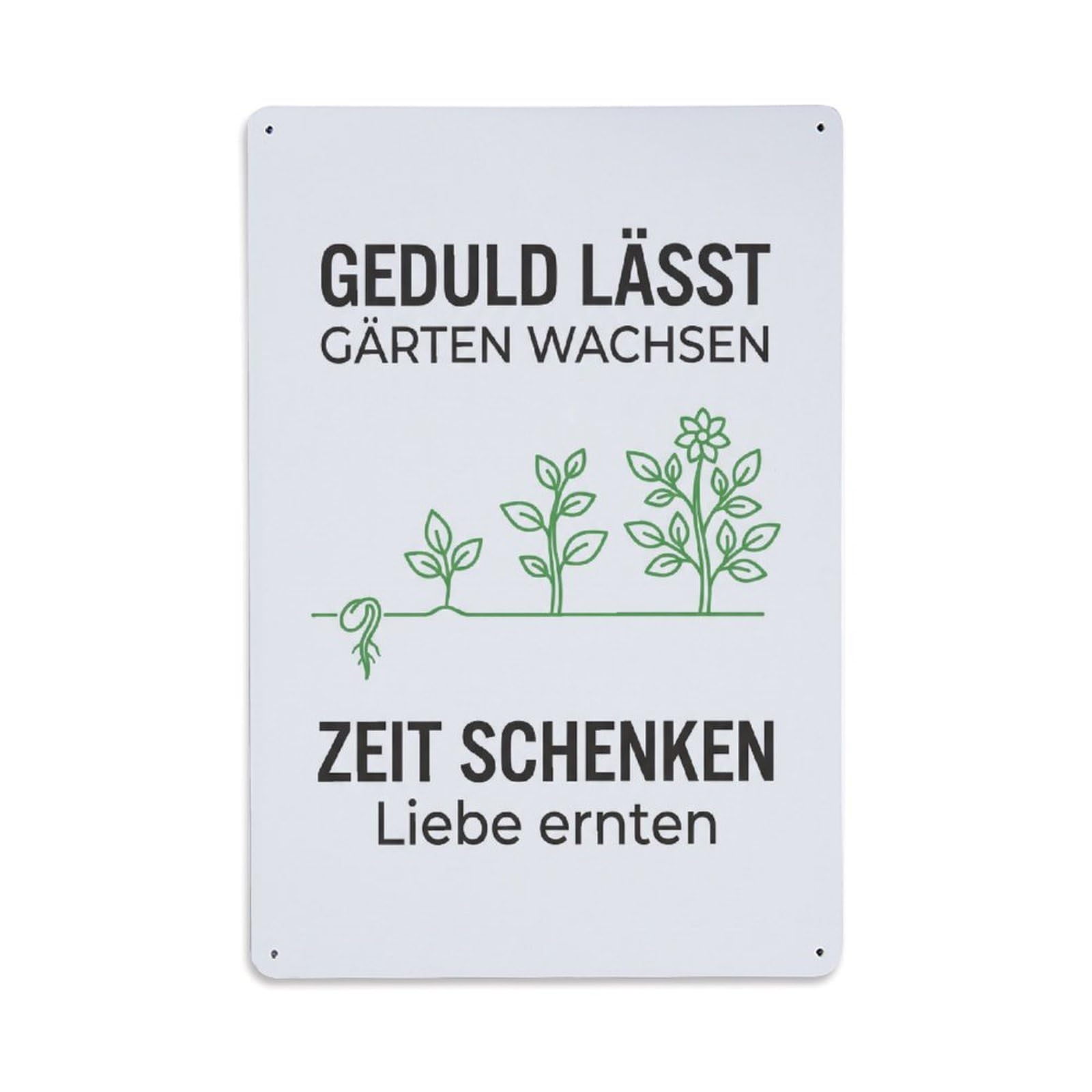 Vintage Funny Garden Patience Grows Rustic Gate Metal Tin Sign Plaque Wall Decor for Cafe, Club Bar, Office, Garden Metal Poster 8x12Inch