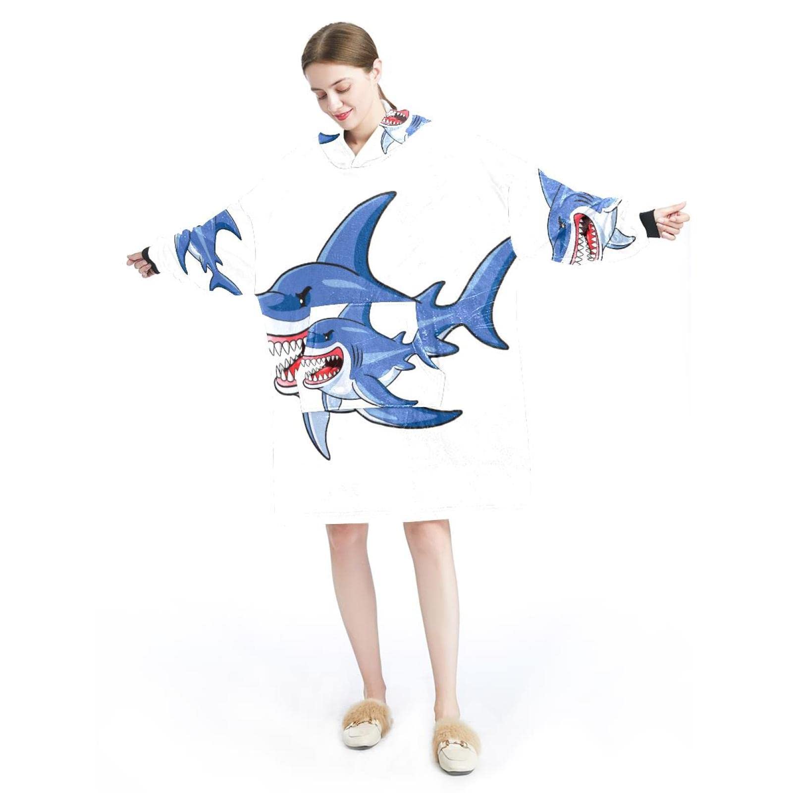 Sweat à Capuche Requin Adulte - Couple, Manches Longues, Style Cartoon Décontracté - 11