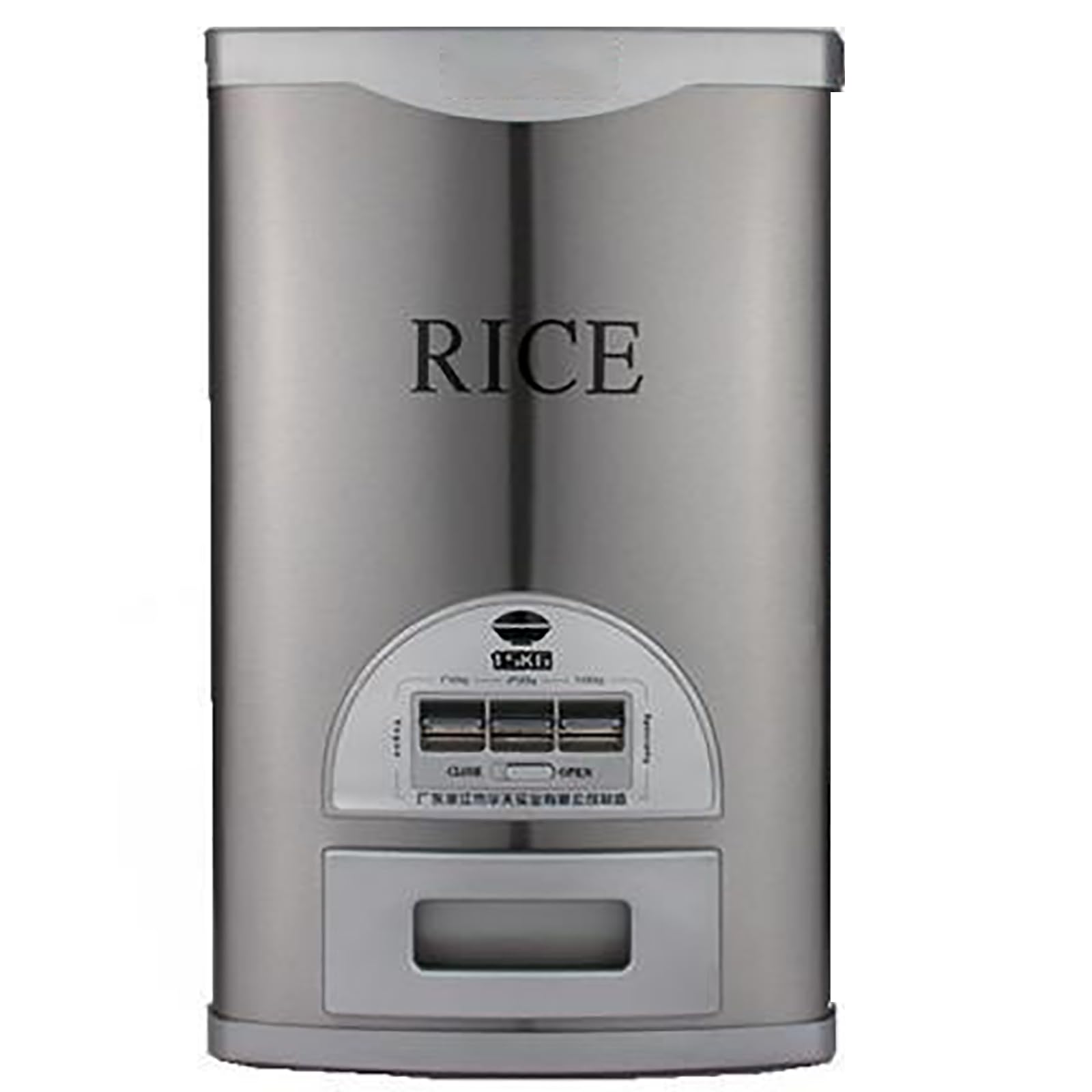 Vacuum Rice Bin, Vacuum Rice Storage Bin, 30 kg Rice Storage Bin, Rice Storage Container, Household Rice Storage Container, Rice Bin, Rice Barrel, Food Container, Automatic Rice Storage Bin 25KG Silver