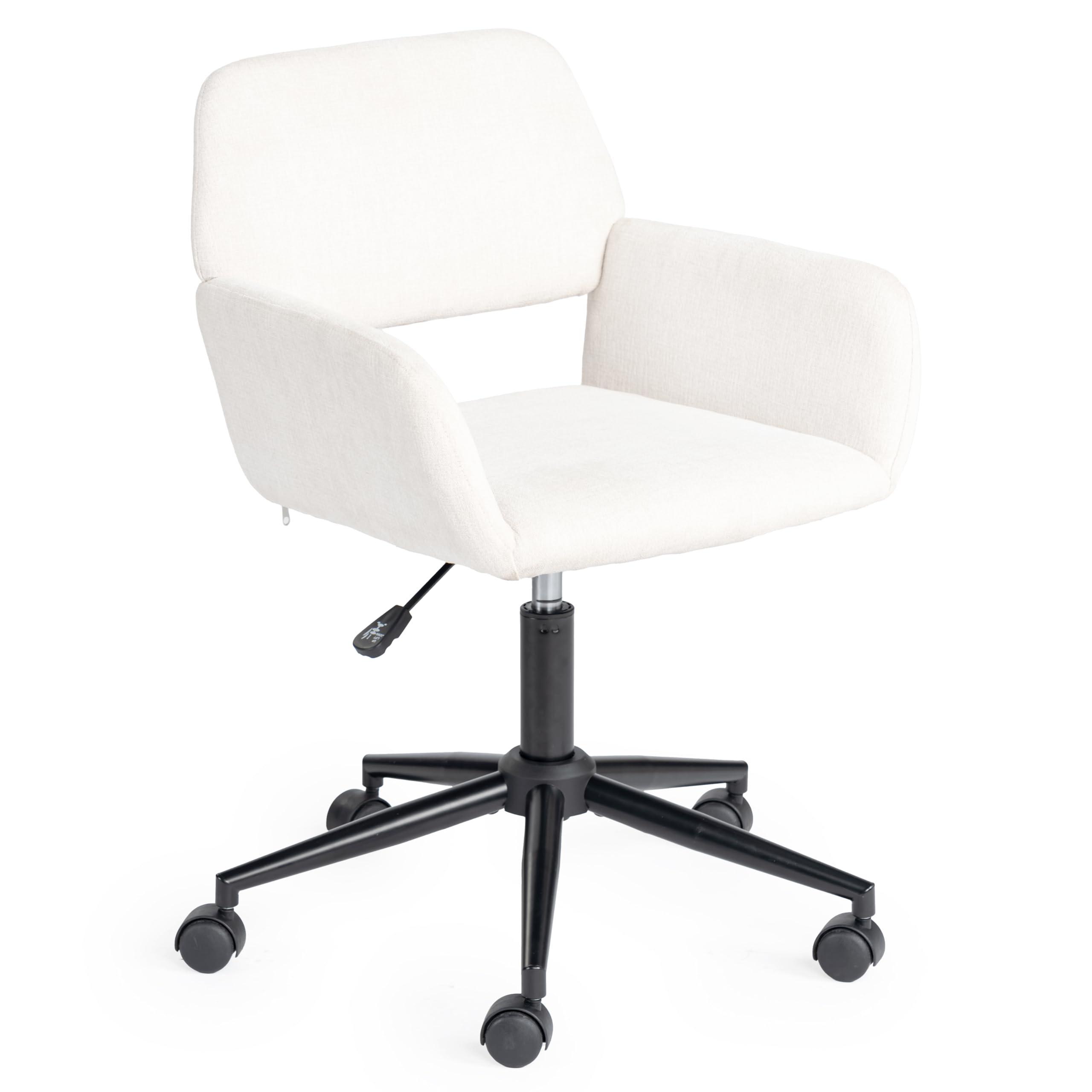 FurnitureR Silla de Oficina, Silla de Escritorio escandinava Regulable en Altura Ajustable, Ruedas giratorias 360°, Estilo Crema, Silla de Ordenador, imitación de Lino, Transpirable, Marco de Acero