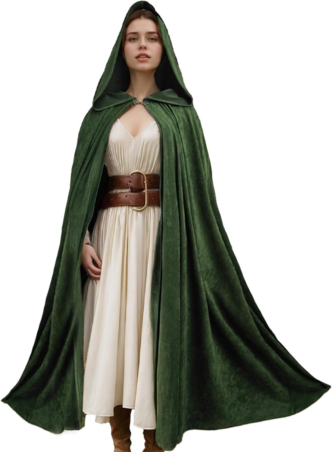 BEAUTELICATE Renaissance Hooded Cloak Cosplay Medieval Hobbit Halloween Suede Wizard Cape