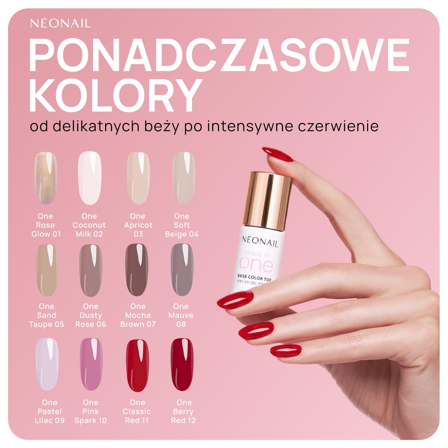 Lakier hybrydowy do paznokci Beżowy READY IN ONE One Mocha Brown 3w1 7,2 ml UV LED