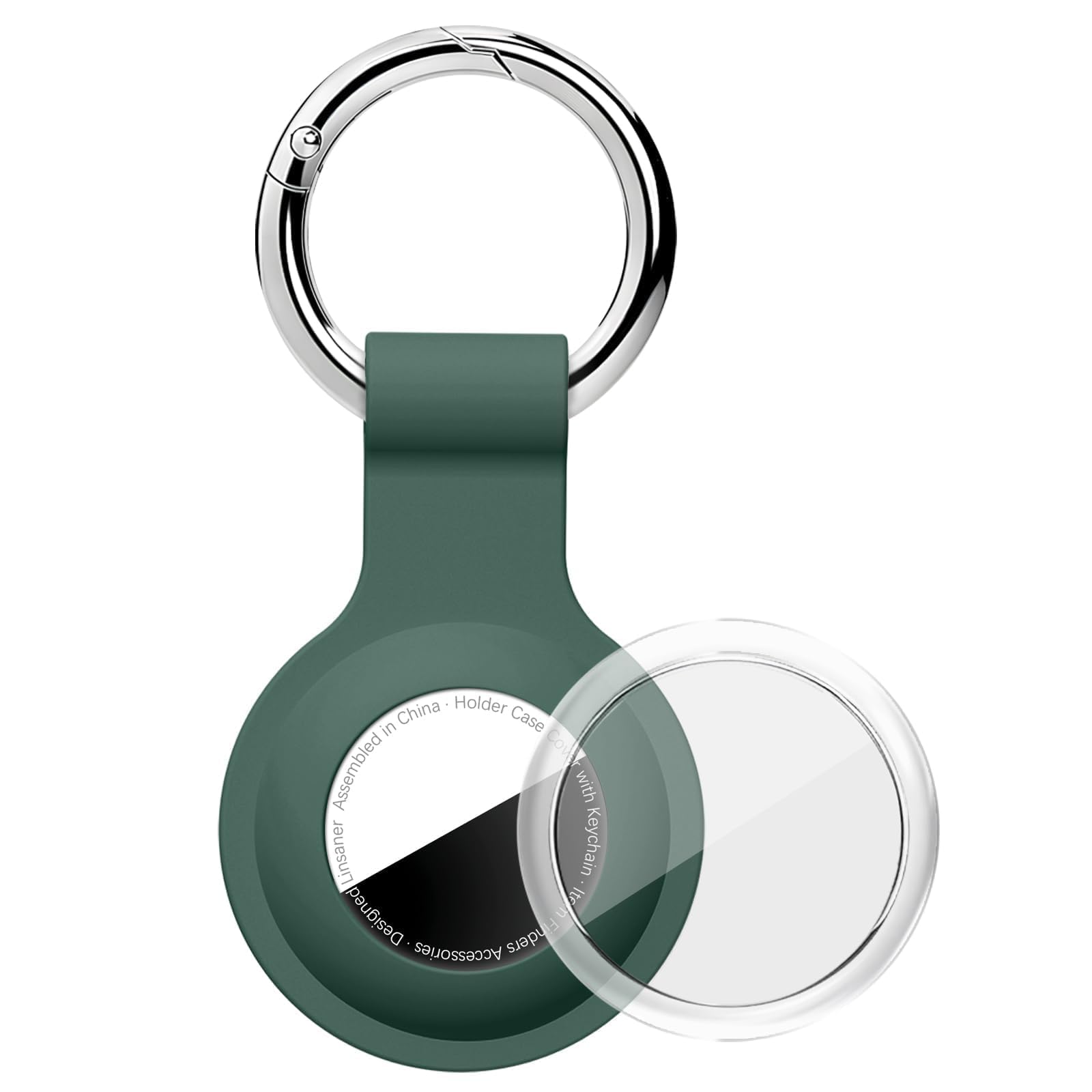 Linsaner [ 1 Pack ] for Air Tag Holder Case, Full Body Shockproof Silicone Cover with Clear Front for AirTag 1st & 2nd Gen, Keys, Luggage, Pet Collar