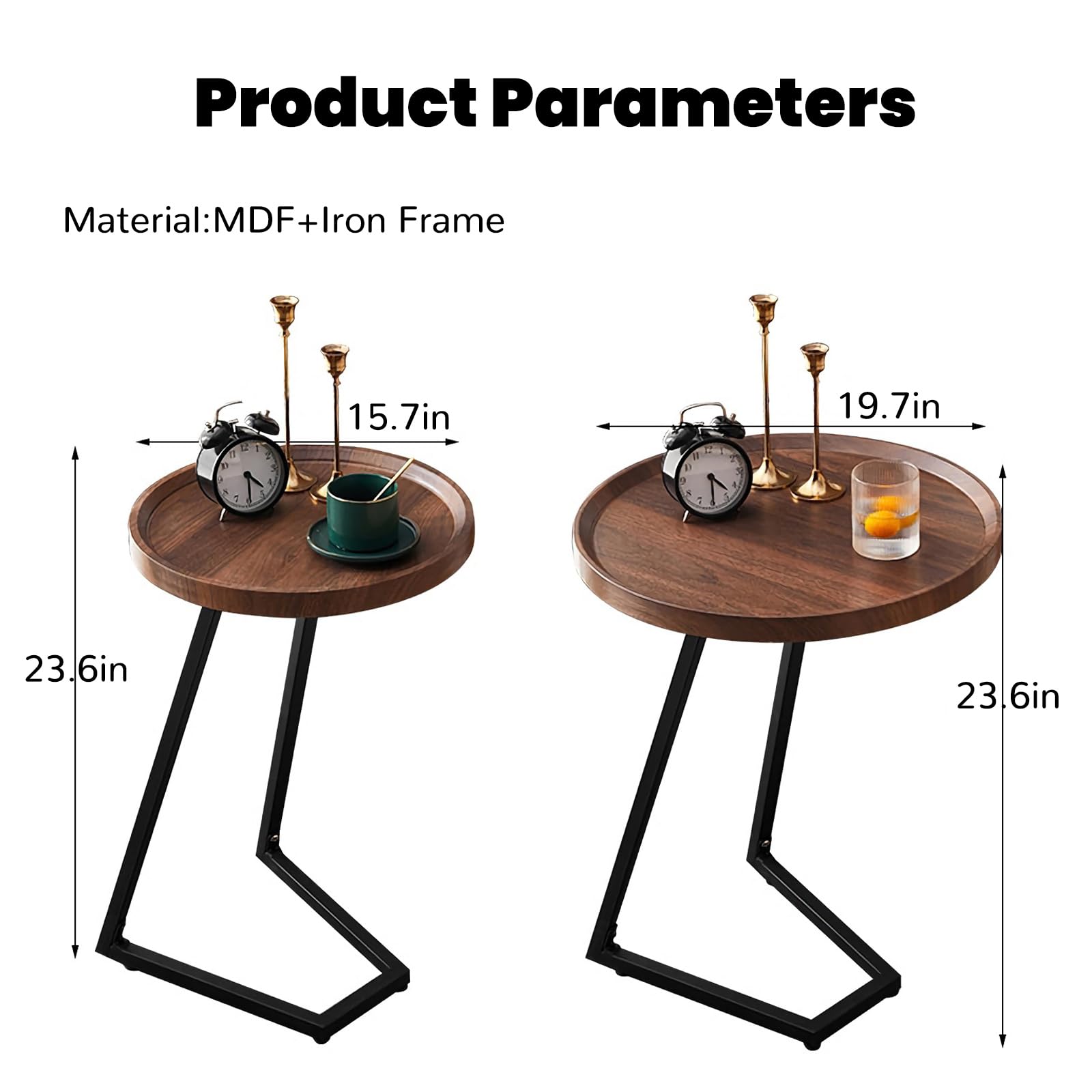 Mesas de Noche, Mesa Auxiliar en Forma de C, Mesa Auxiliar para refrigerios, Mesa Auxiliar para sofá, Mesa Auxiliar pequeña para Espacios reducidos, para sofá, Cama, Silla, Sala de Estar, do