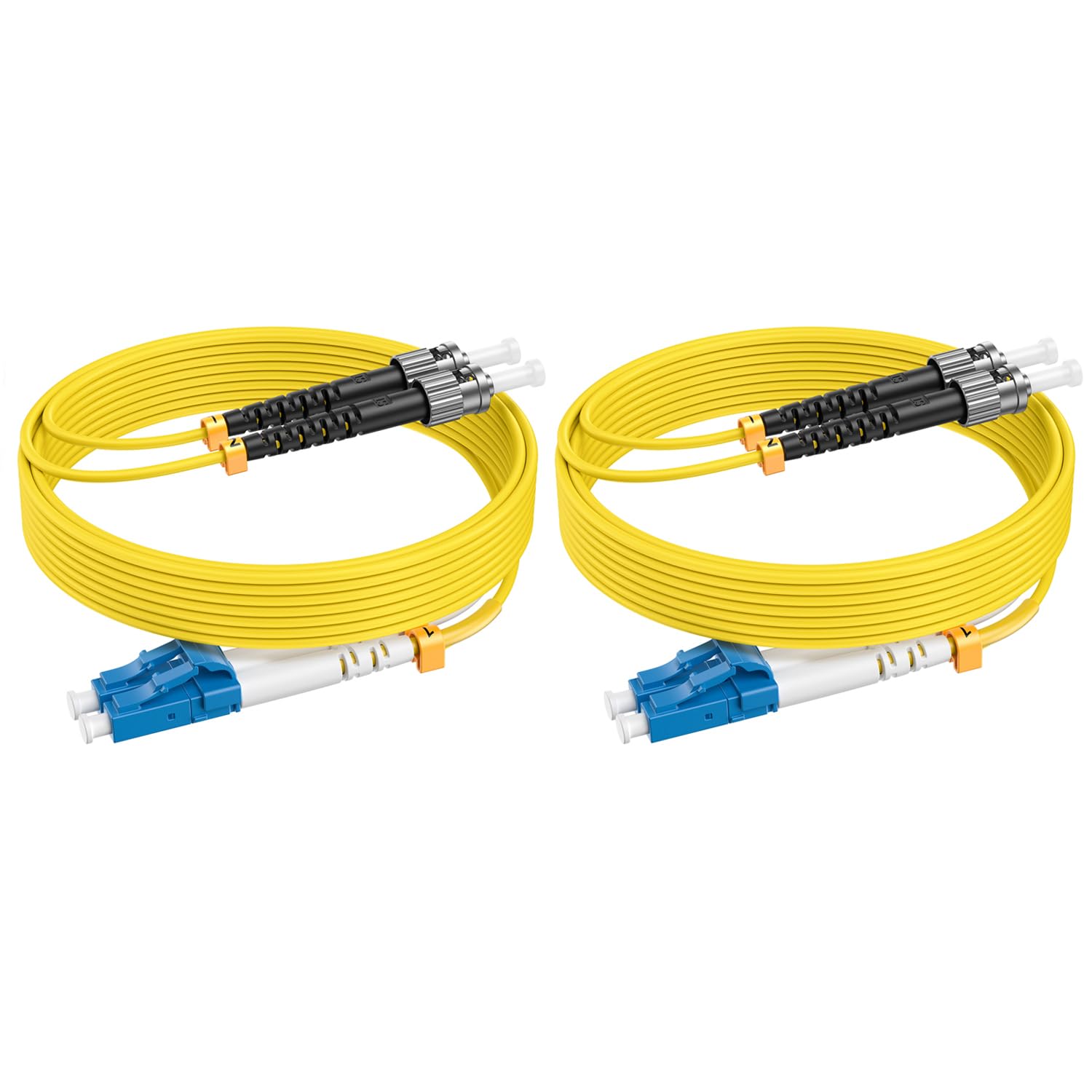 OS2 LC to ST Fiber Patch Cable, 30ft/10m-2pack, Single Mode Fiber, Duplex 9/125µm, Fiber Optic Cable, Optical Jumper Cable Patch Cord LSZH, Length Option: 1m-30m, 𝙍𝙖𝙢𝙗𝙤𝘾𝙖𝙗𝙡𝙚𝙨