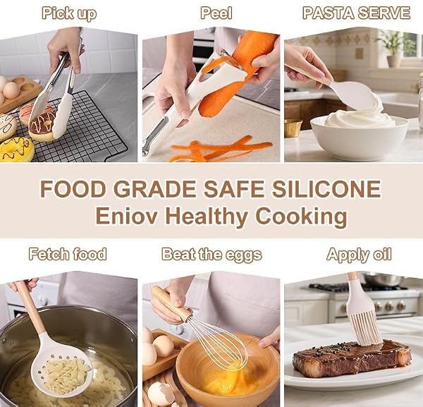 Silicone Cooking Utensils Set 446°F Heat Resistant Silicone Kitchen Utensils Set, Spatula, Turner Tongs, Spoon, Whisk,Kitchen Gadgets for Nonstick Cookware, BPA Free by Golden F H - Image 7