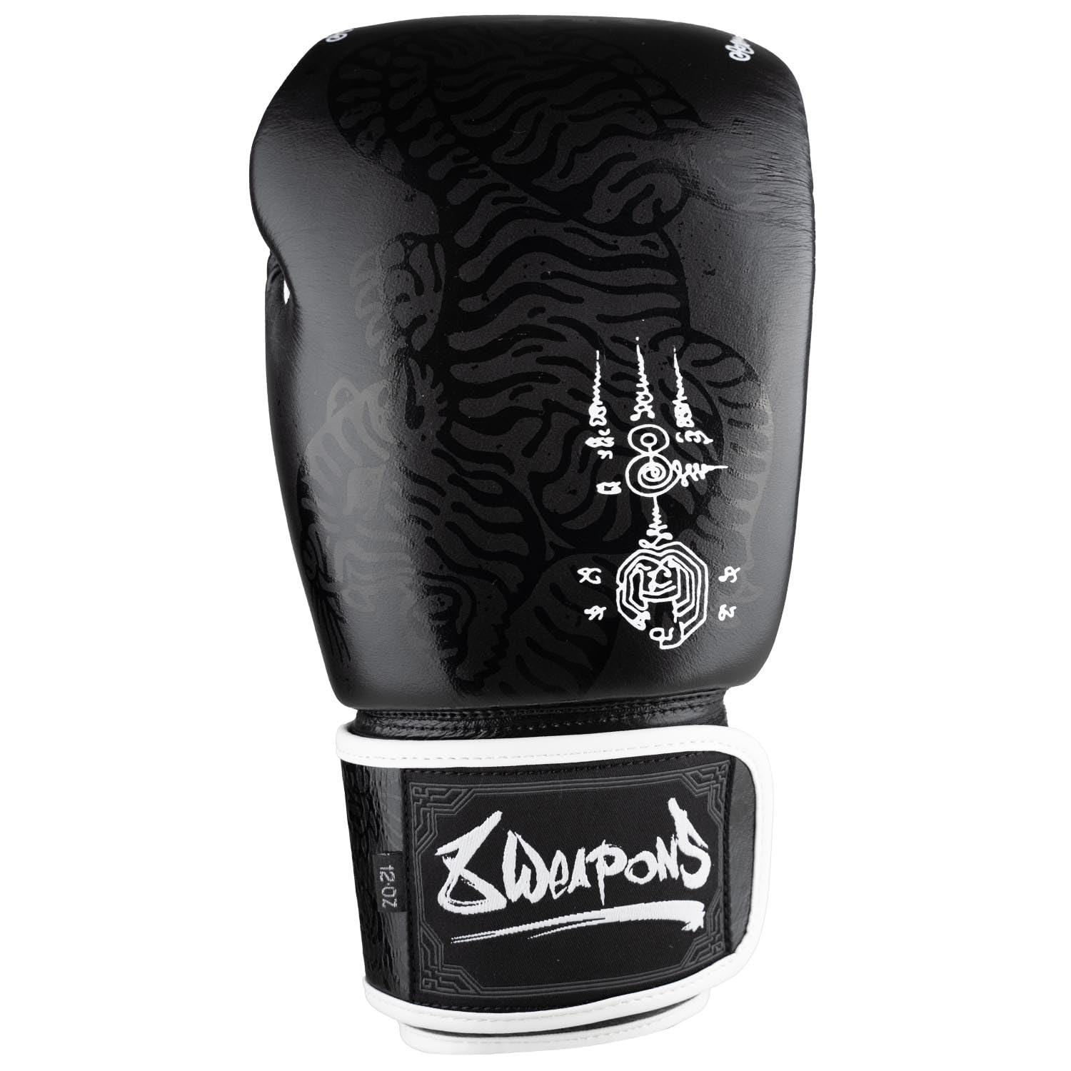 Weapons - 8 guanti da boxe Sak Yant Big Tiger, nero opaco