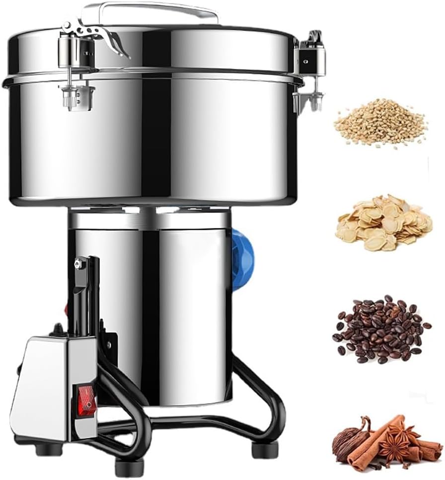 4500G 電動穀物粉砕機、漢方薬粉砕機、32000RPM 商用モーター、270° スイング式小麦粉ミル、各種乾燥穀物/ハーブ/スパ