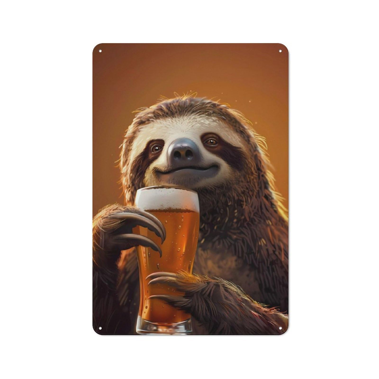 Sloth Beer Metal Gift Sign 30x20cm, Decorative Room Wall Plaque for Bedroom, Kitchen, Office Or Living Room