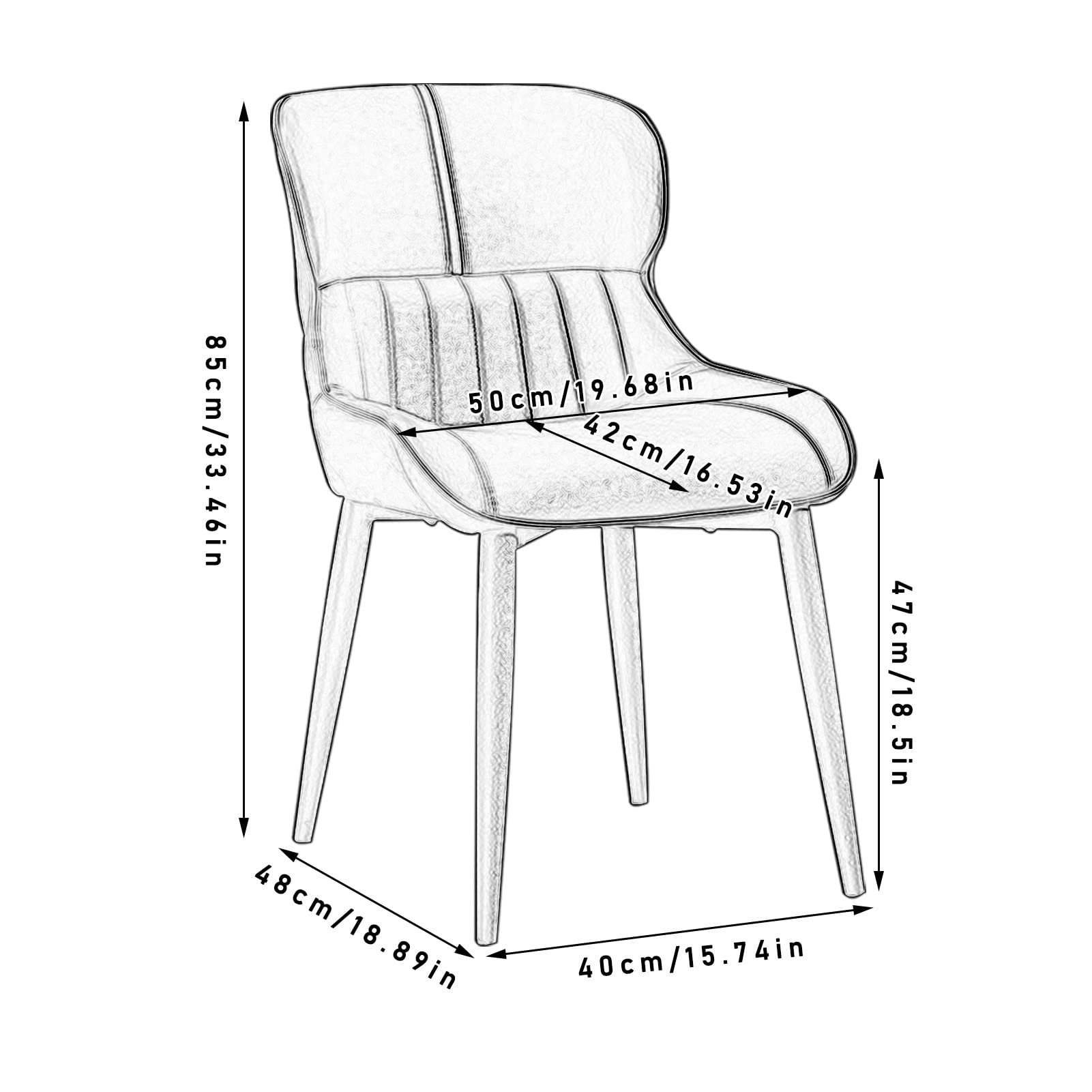 SJIALEN 1 Pcs Kitchen Dining Chairs, Modern PU Leather Water Proof Counter Chairs with Carbon Stee Legs Living Room Side Chairs Kitchen Chair (Color : Grey)