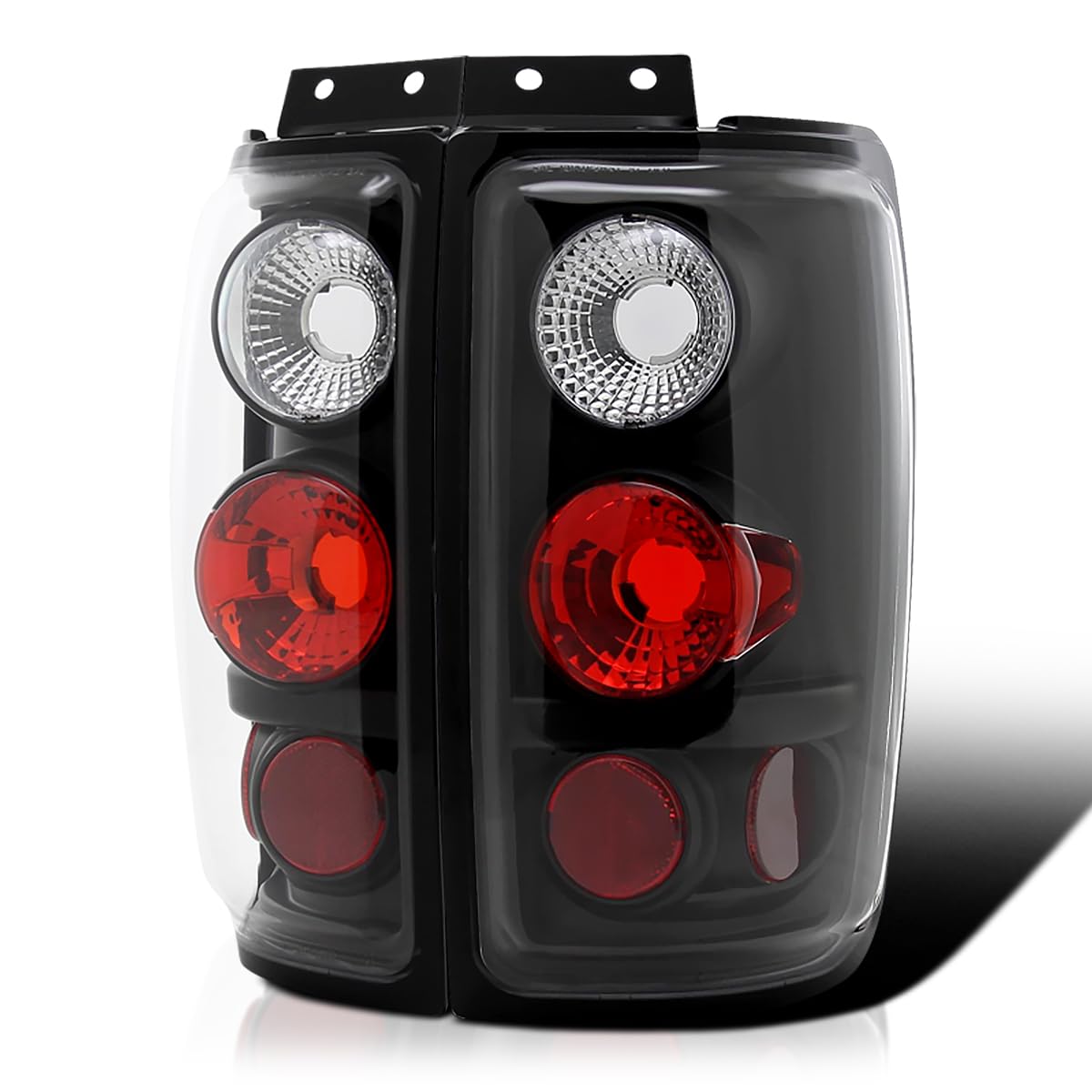 SPEC-D TUNING Black Housing Clear Lens Tail Lights Compatible with 1997-2002 Ford Expedition, Left + Right Pair Assembly