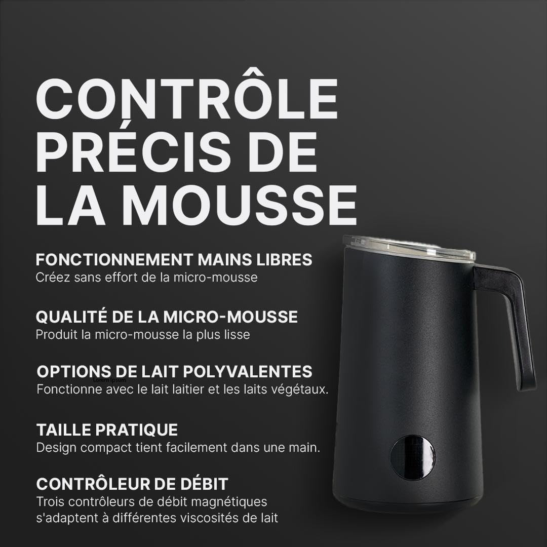 Subminimal NanoFoamer PRO, Mousseur à Lait électrique Mains Libres, Mousse de Lait Professionnelle pour Latte Art, Compatible avec Lait et Alternatives Végétales, Inclut une MasterClass