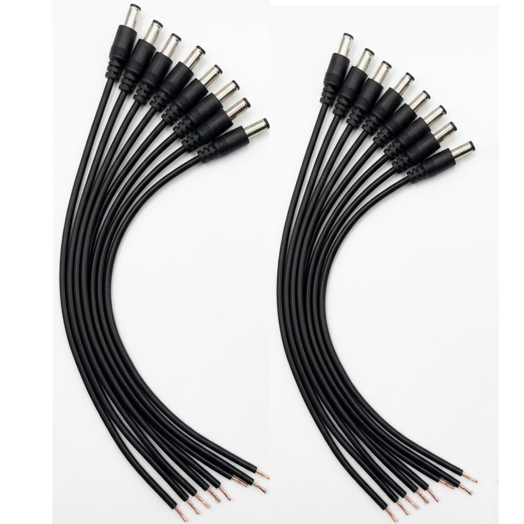 WIRESLAB DC Power Pigtail Male Cable wire, Black, 2.5x5.5mm Barrel Jack, 18AWG, for CCTV Camera, LED Strip, DVR, Router, Lighting Power Adapter, Car Rearview Monitor Pack of 10 (10)-image-4