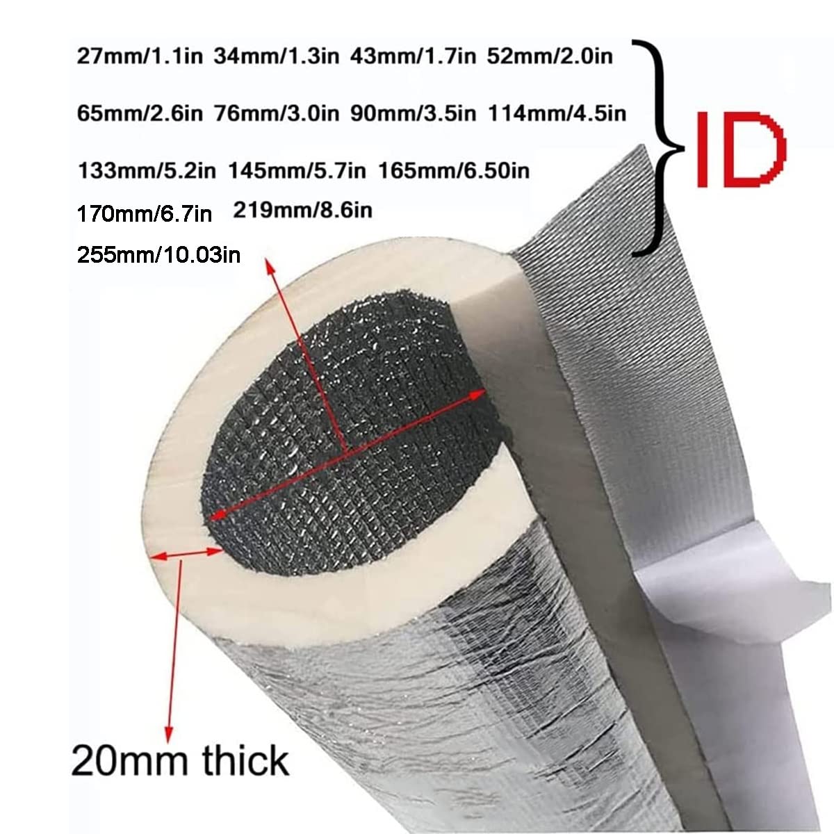 Aislamiento de tuberías Autoadhesivo,Tubo de Espuma de Aislamiento de tuberías,Impermeable/Anticongelante/Retardante para Tubos de Agua Caliente de Aire Acondicionado Solar al Aire Libre