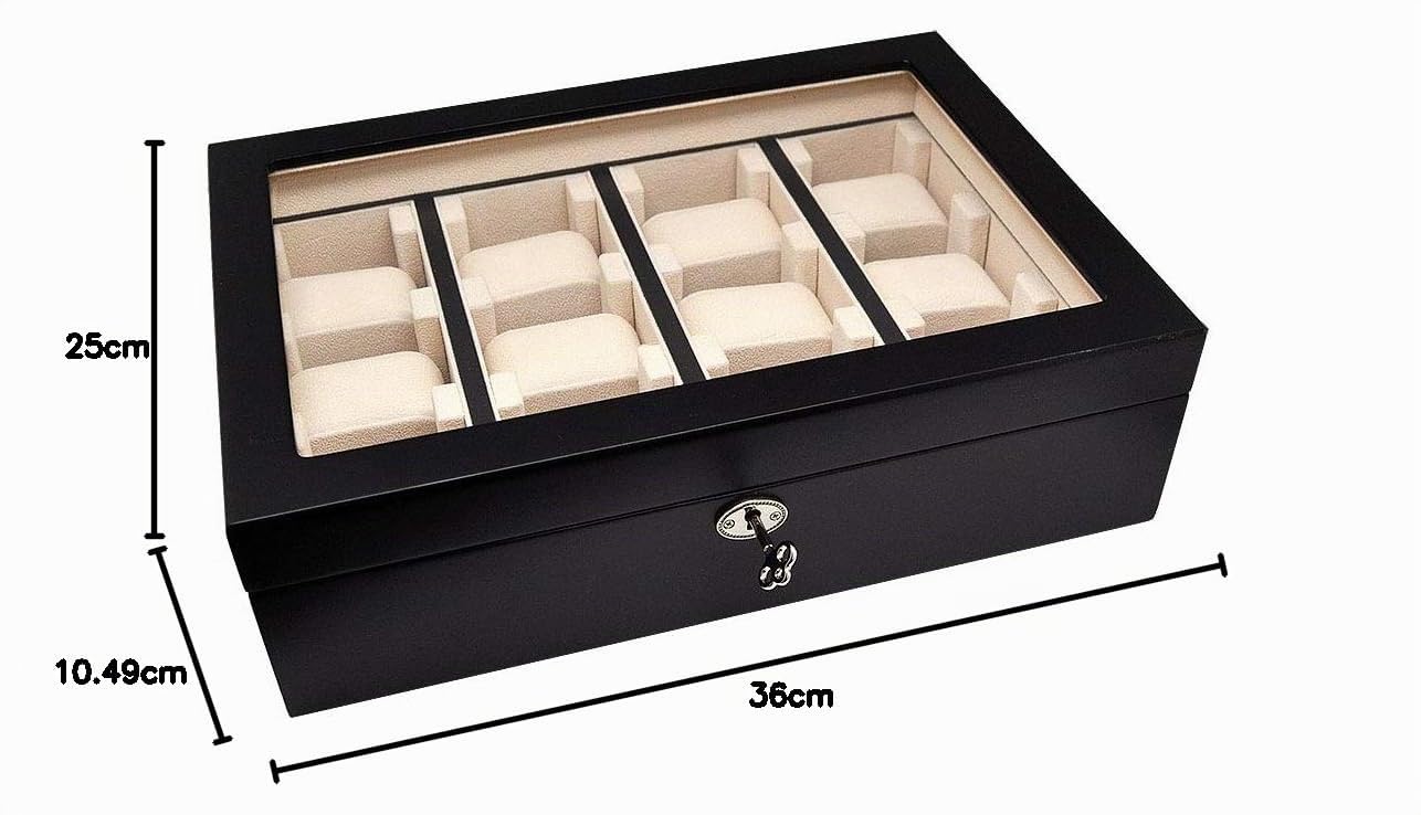 Uhrenvitrine Wand - Tischvitrine für 12 Uhren schwarz