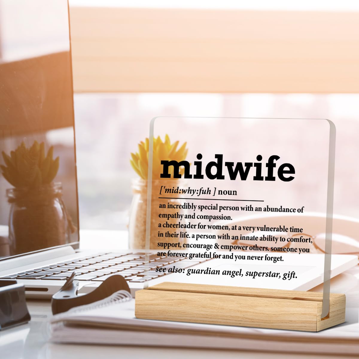 Midwife Gift for Women, Midwife Appreciation Thank You Gift, Midwife Gifts Ideas, Midwife Definition Acrylic Desk Sign Decor