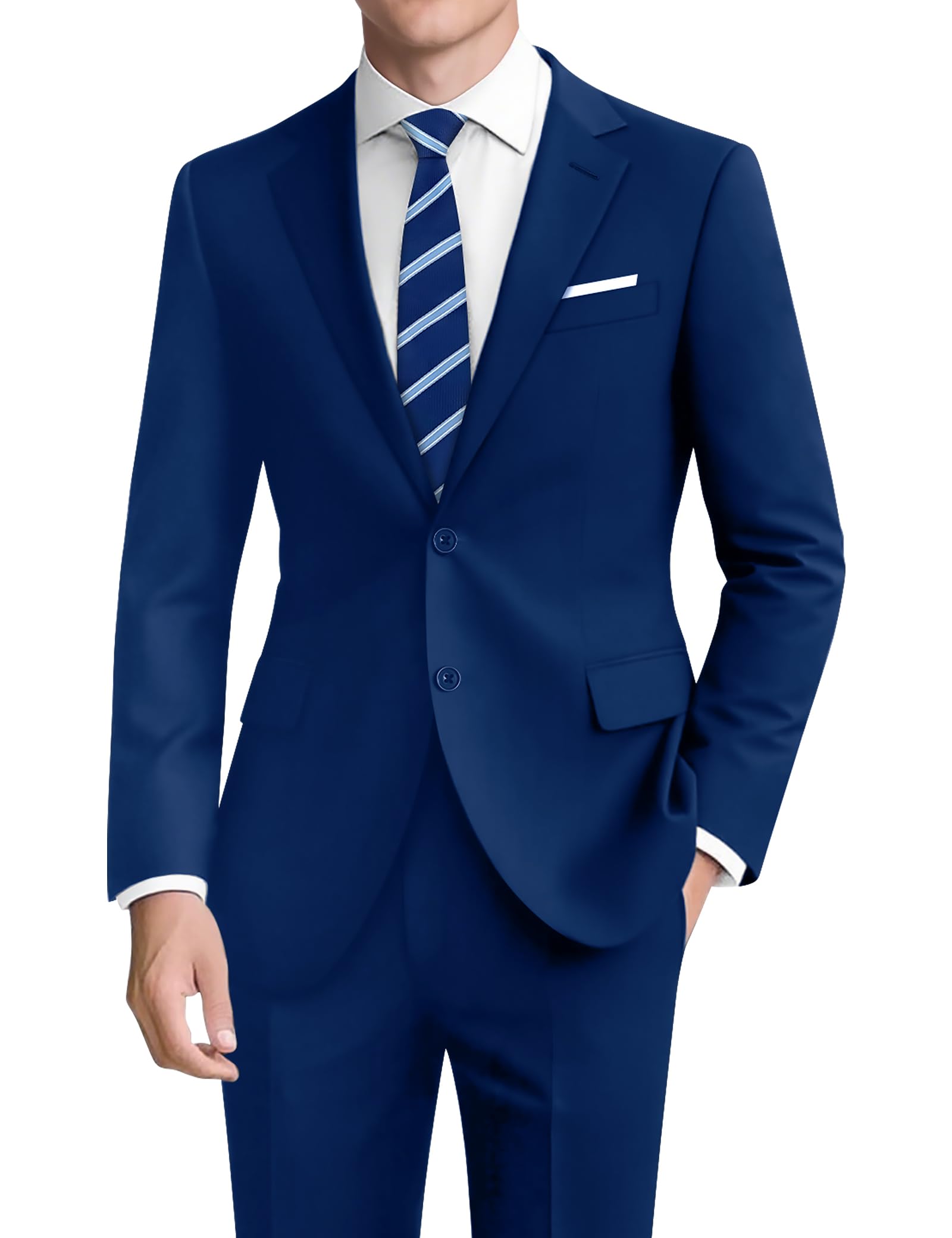 Men's Suit 2-Piece Slim Fit,Two-Button Blazer and Adjustable Waist Pants