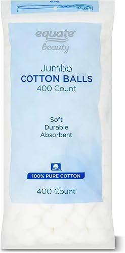 Equate Bolas de algodón jumbo de alta calidad, hipoalergénicas, 400 unidades, paquete económico