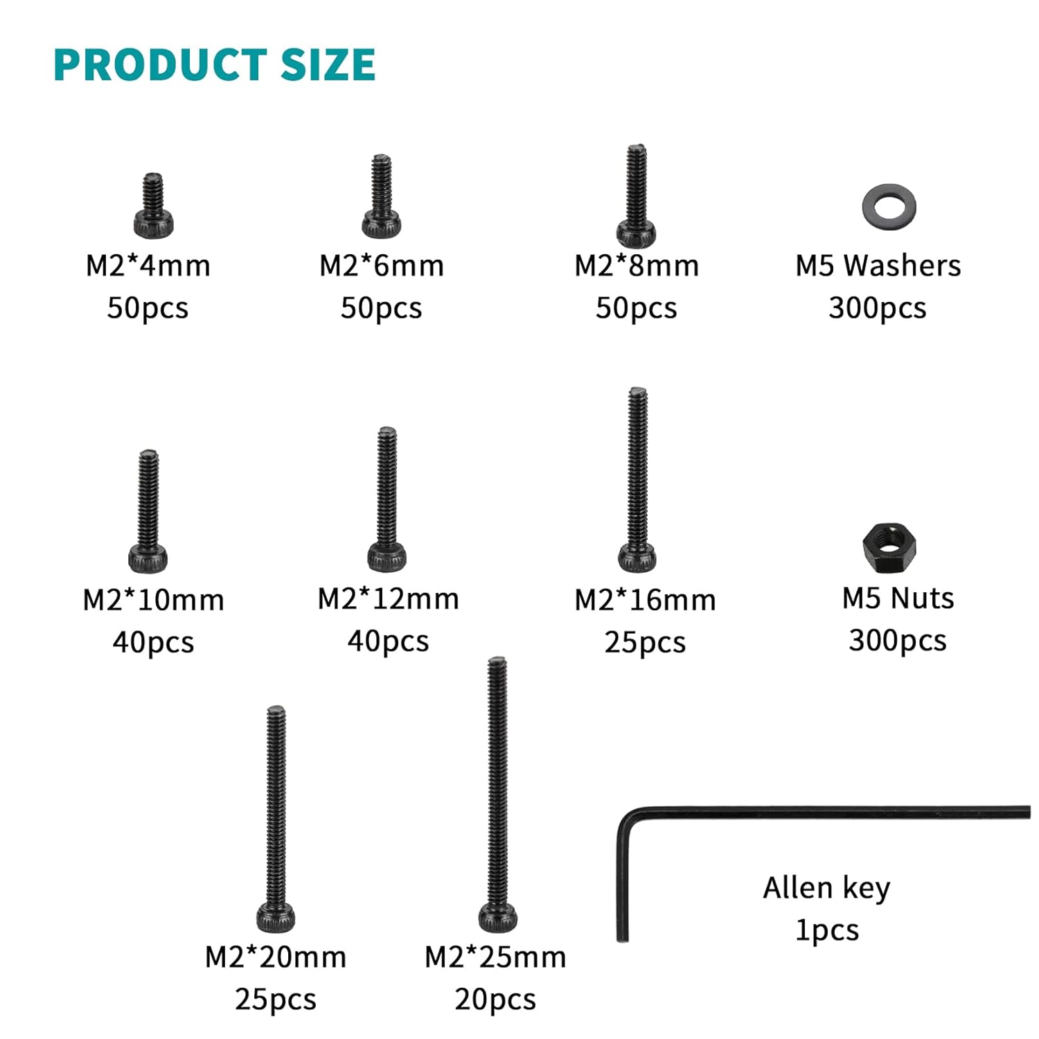 900 Pcs M2 Screws Bolts and Nuts Assortment Kit, Small Hex Socket Head Cap Screws Nuts and Bolts Hardware Fasteners, Black Assorted Machine Metric Screw Assortment Set with Washers M2 900 image 2 of 7 B0DB22Z5BN