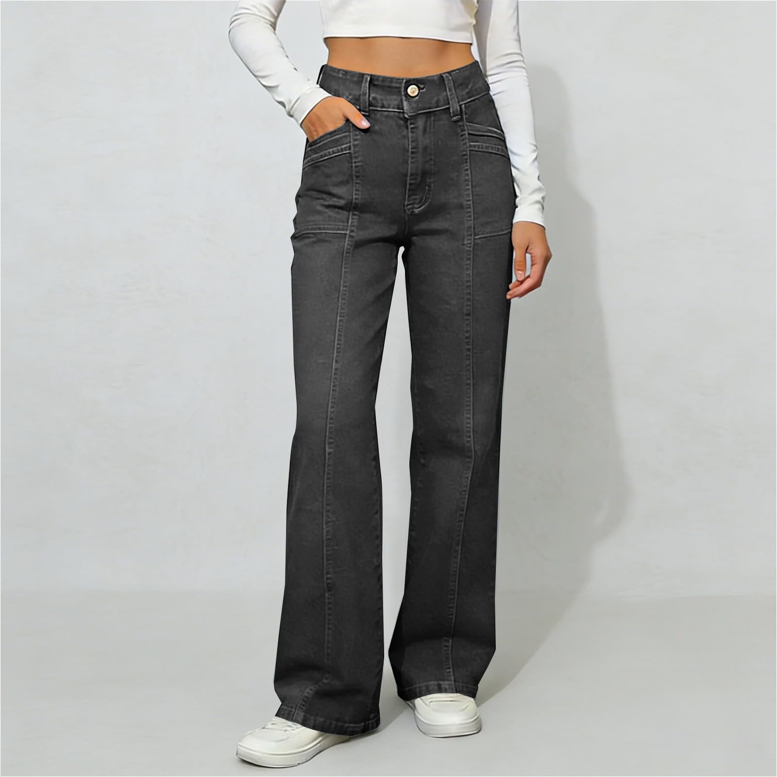 Jeans Baggy Donna Jeans Vita Alta Larghi Curvy Pantaloni Elasticizzati Leggeri Gamba Larga Taglie Forti Pantaloni Denim Baggy Casual Palazzo Wide Leg Pantalone Tempo Libero Y2k Vintage