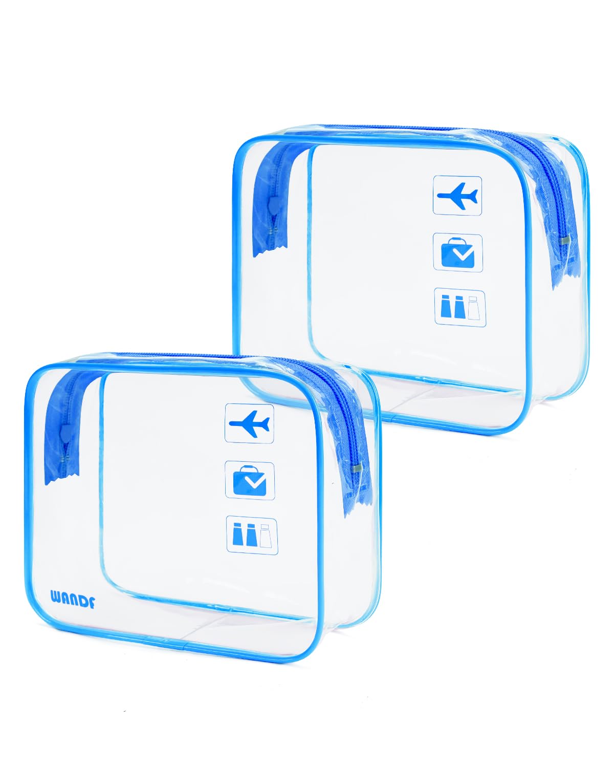 TSA Approved Clear Travel Toiletry Bag wih Zippers Carry-on Travel Accessories Quart Size Toiletries Cosmetic Pouch Makeup Bags for Men and Women (2pcs Navy Blue)