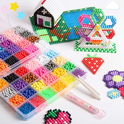 Water Fuse Beads Kit Refill kit Compatible Beados Magic Water Sticky Beads Art Crafts Toys (15 Color for Girl)