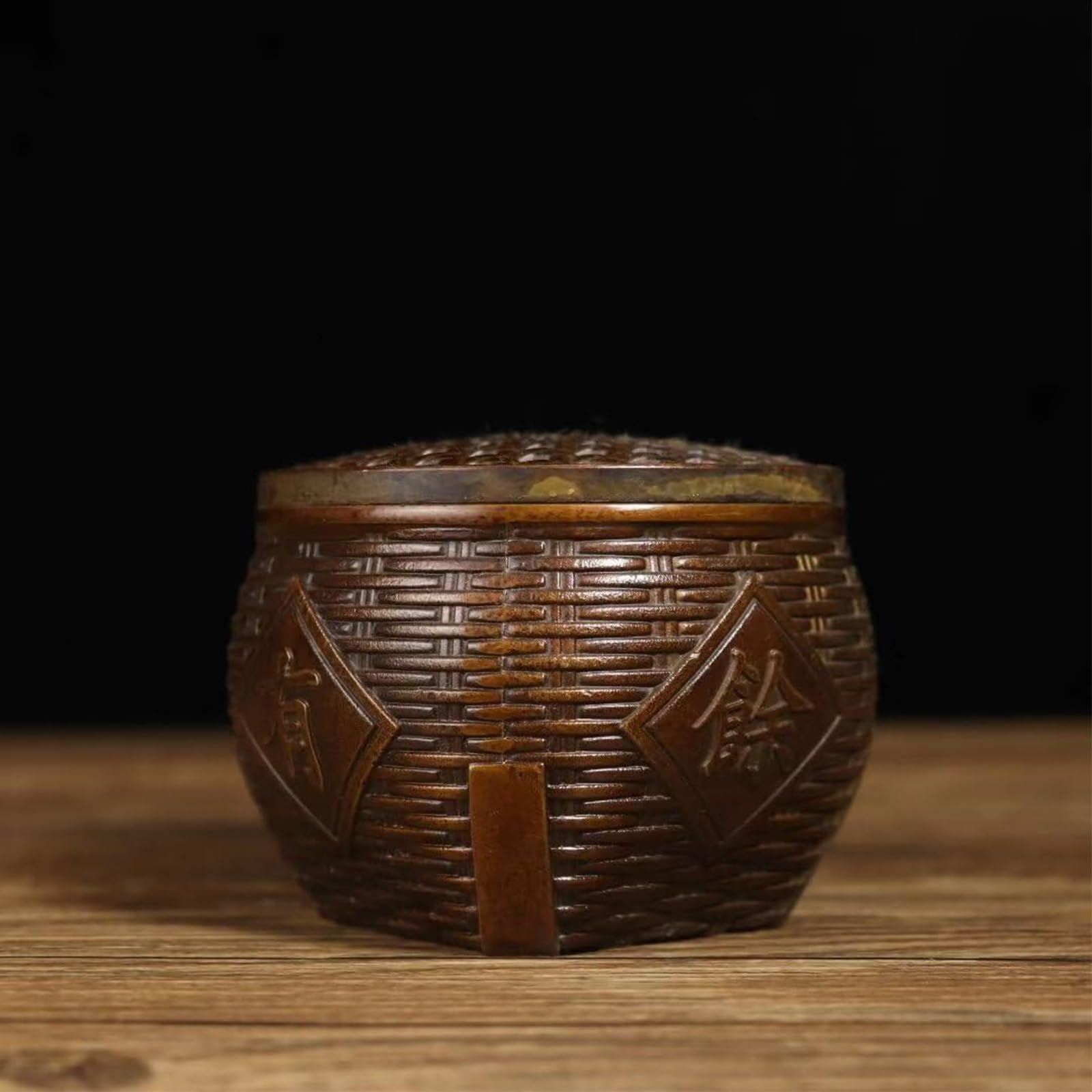 Bruciatore di incenso in rame con coperchio, bruciatore a ciotola, regalo Zen for la casa Stufa for meditazione Ufficio Casa Bruciatore di incenso in stile cinese con coperchio Bruciatore in legno di