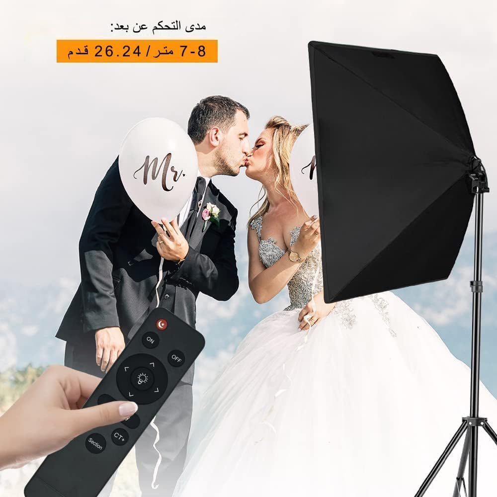 Softbox Lighting Kit, 2x19.7"x27.5" Photography Continuous Lighting System with 2pcs 85W 5700K E27 Socket LED Bulbs and Remote for Portrait Product Fashion Photography