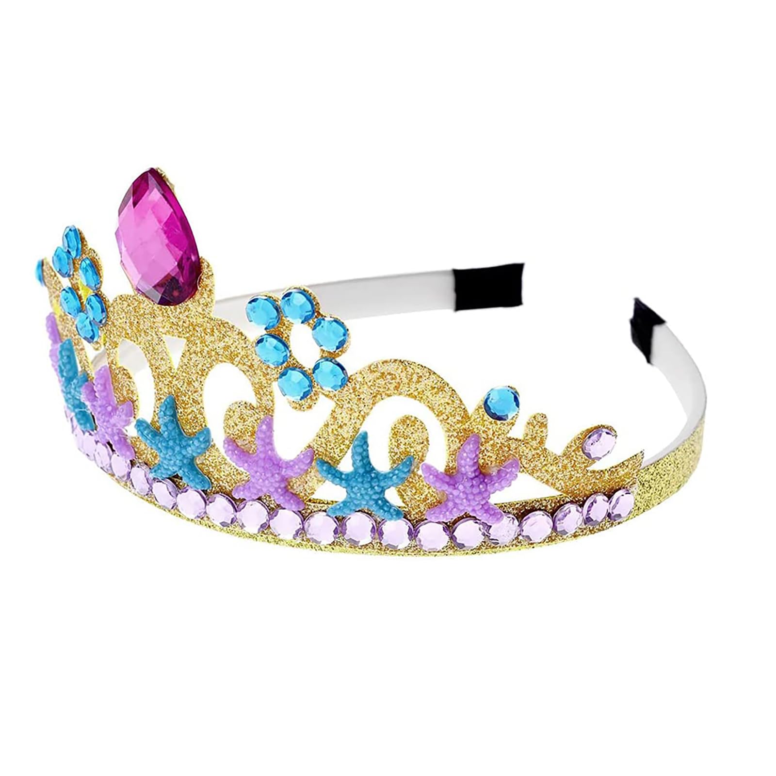 2 Pezzi Cerchietti per Capelli Bambini, Cerchietti di Glitter, Cerchietti Glitter per Capelli, Plastica Princess Tiara Hairband per Carnevale, Festa a Tema, Giochi Travestimento (Oro, Viola)