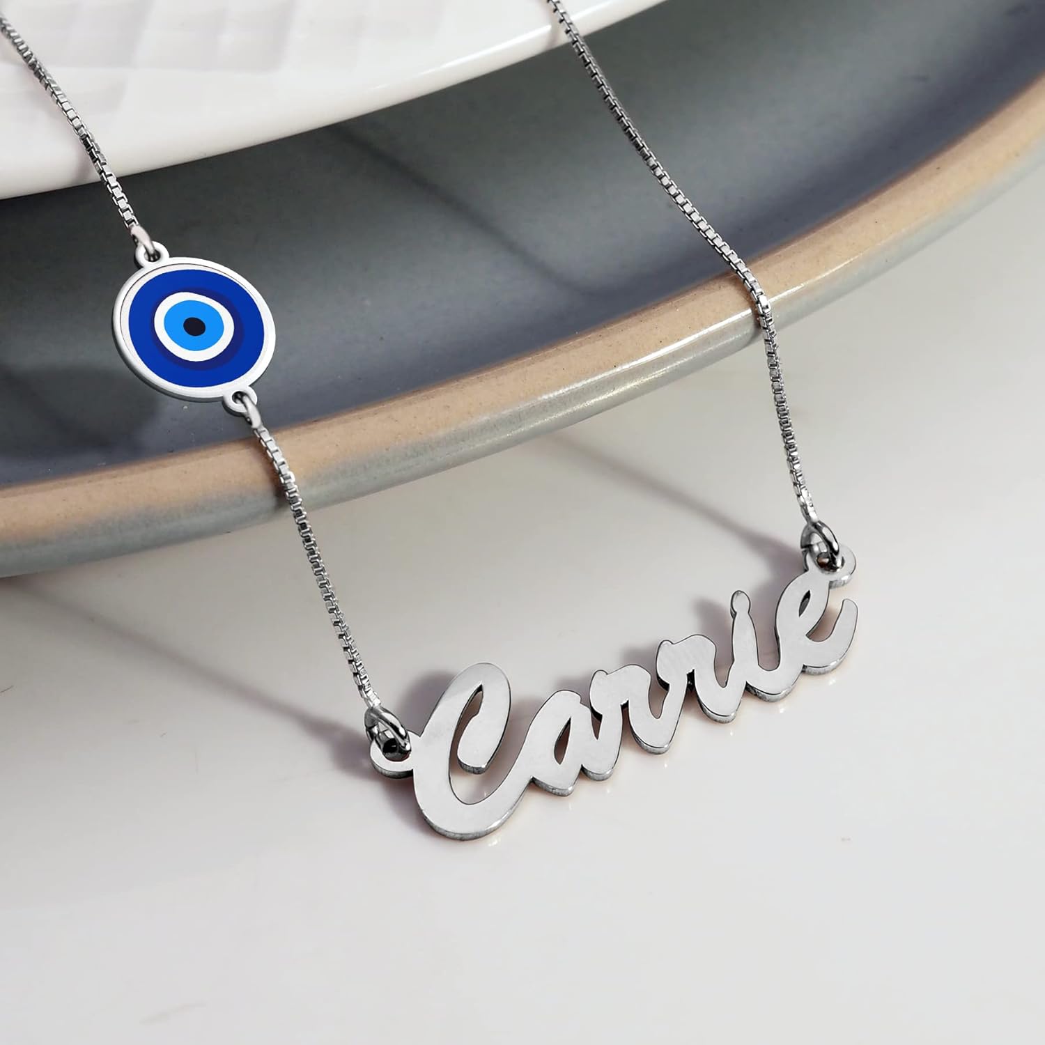 PicturesOnGold.com Evil Eye Custom Name Necklace, Available in Sterling Silver, 14k Gold & Gold Plated - Image 4