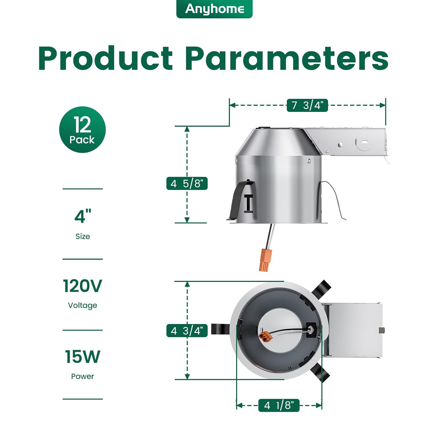 12 Pack 4 Inch Remodel Recessed Housing,Recessed Lighting Housing,IC Rated & Air Tight, TP24 Connector, ETL Listed