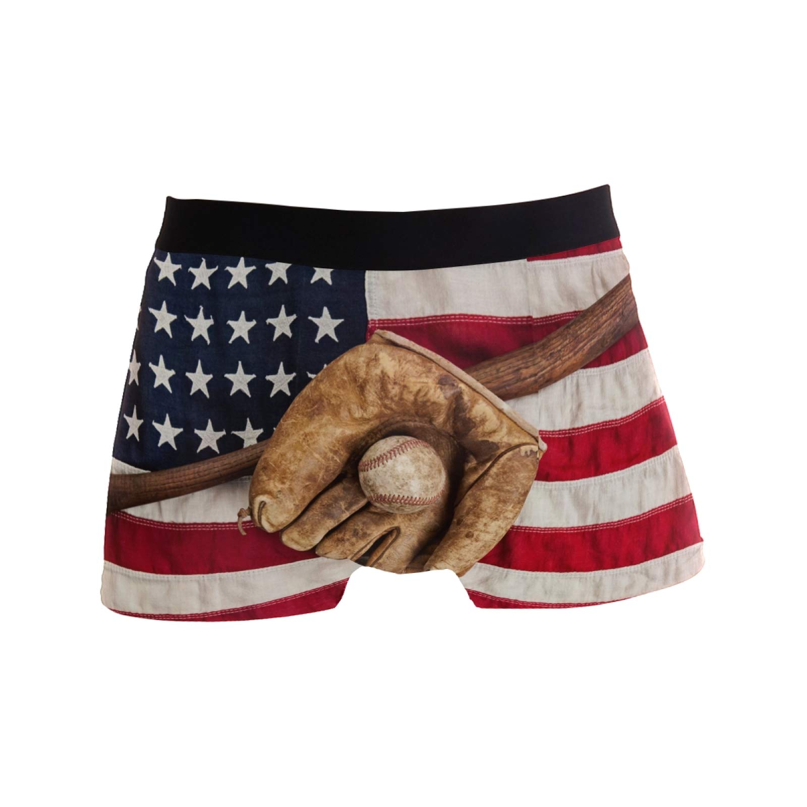 Linomo Men's Boxer Briefs USA American Flag Baseball Boxers Shorts Underwear Underpants