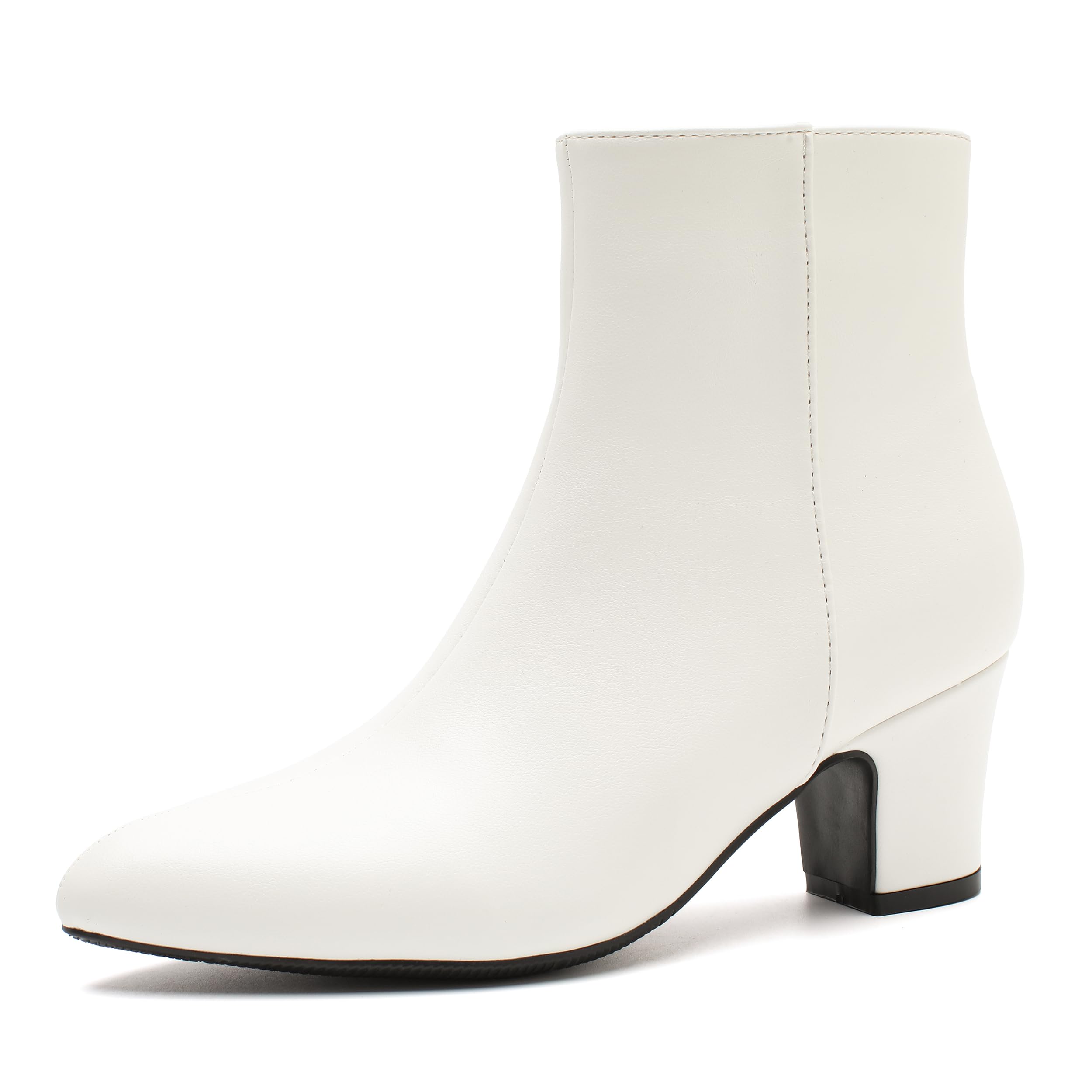 Enelauge Womens Ankle Boots Chunky Block Heel Pointed Toe Fall Heeled Dress Booties Comfortable Short Boots with Side