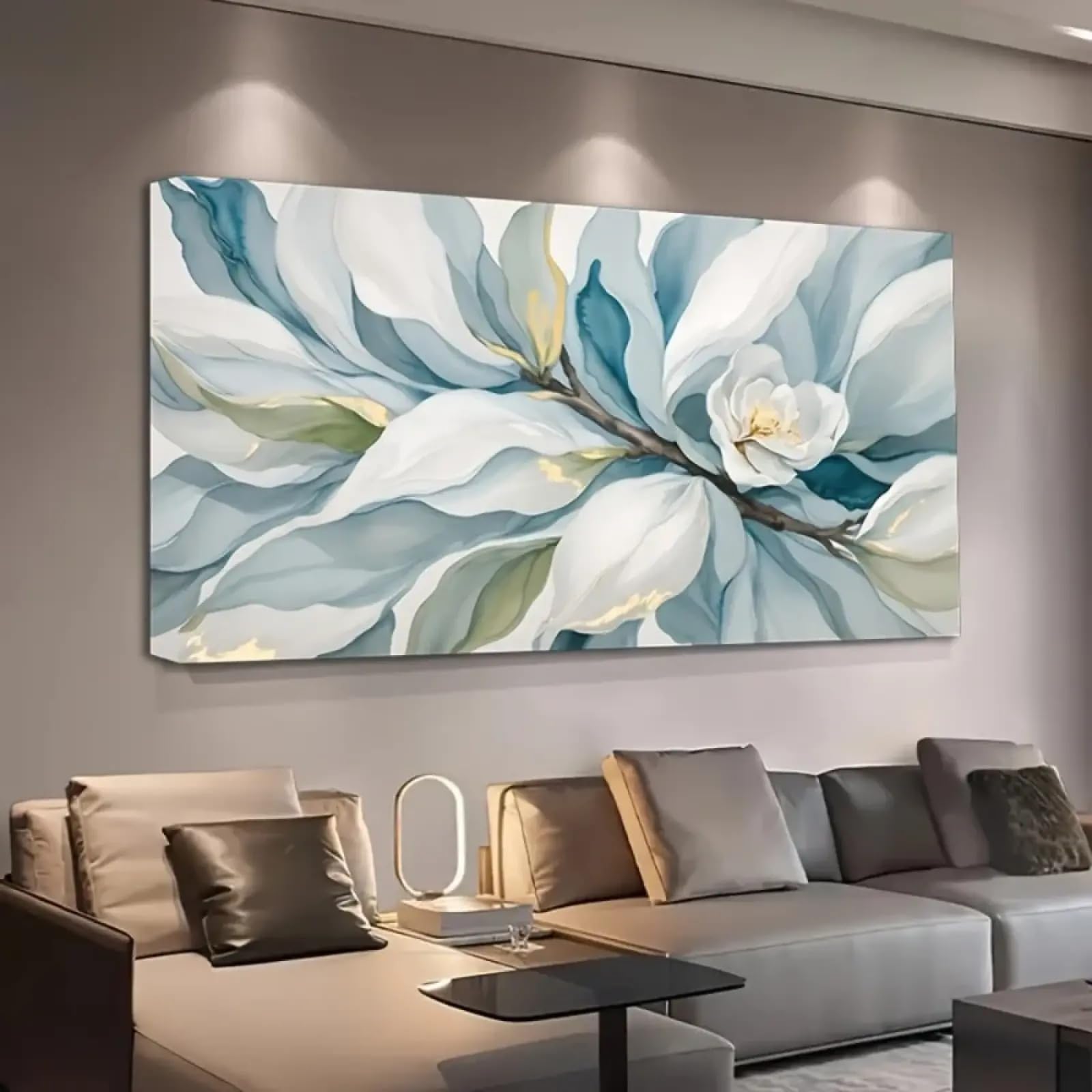 Impression sur toile abstraite blanche et cadre 20x40 - 8