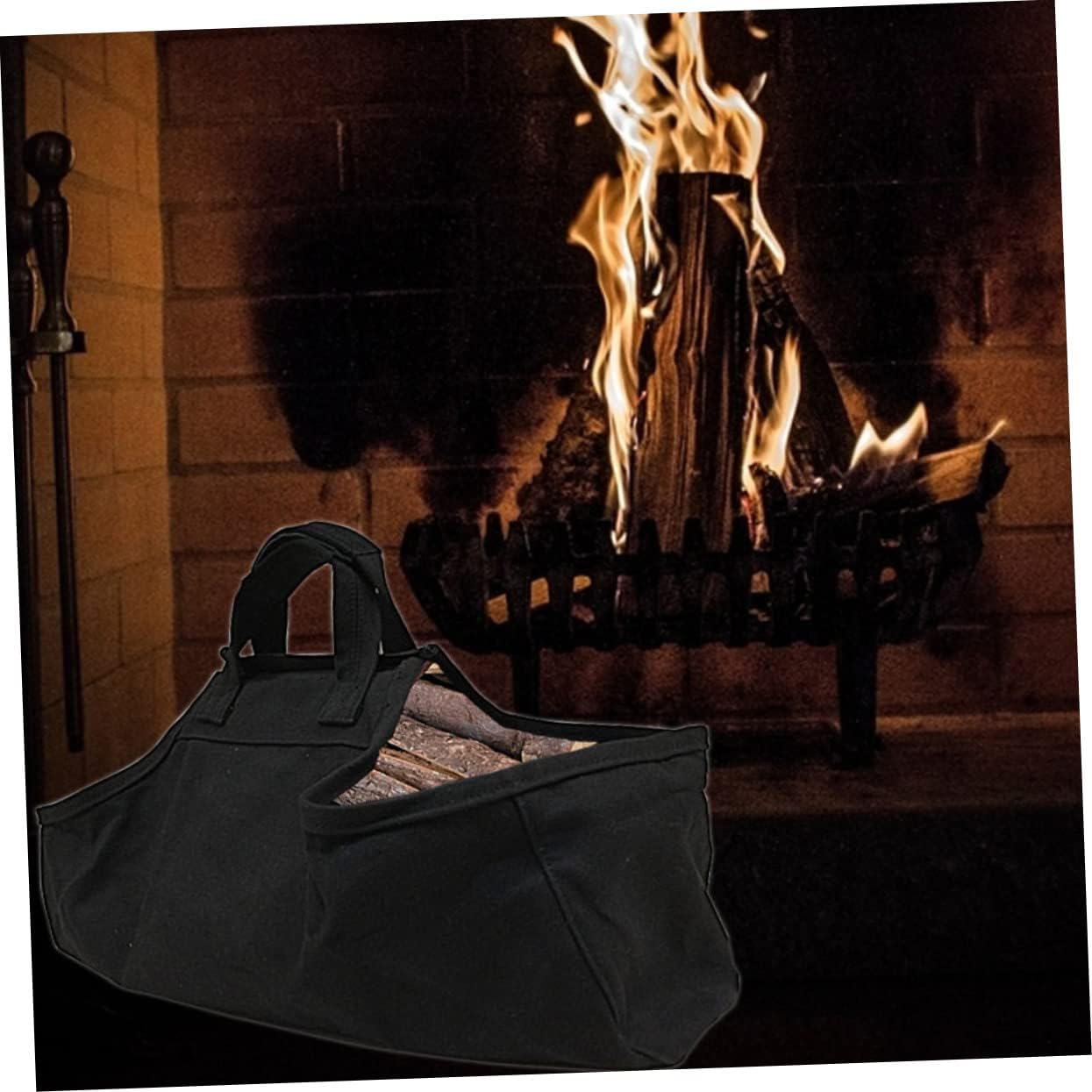 Bolsa De Transporte Para Leña Plegable - 95x45 Cm, Resistente E Impermeable, Con Asas Reforzadas Para Chimenea O Camping