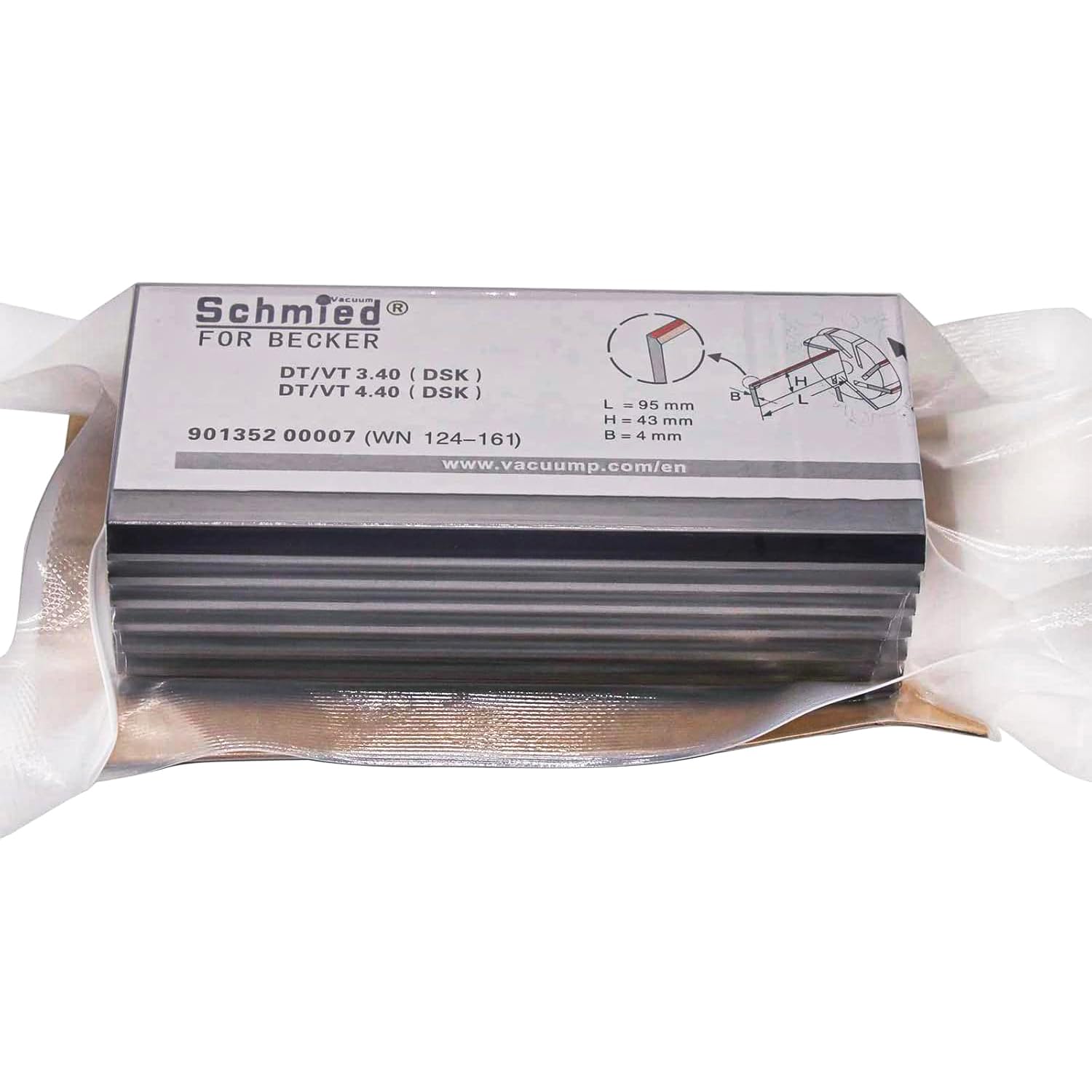 7Pcs Carbon Vane WN124-161 90135200007 for Becker Pump DT 3.40, T 3.40, VT 3.40, DT 4.40, T 4.40, VT 4.40, T3.41DSK 95-43-4mm