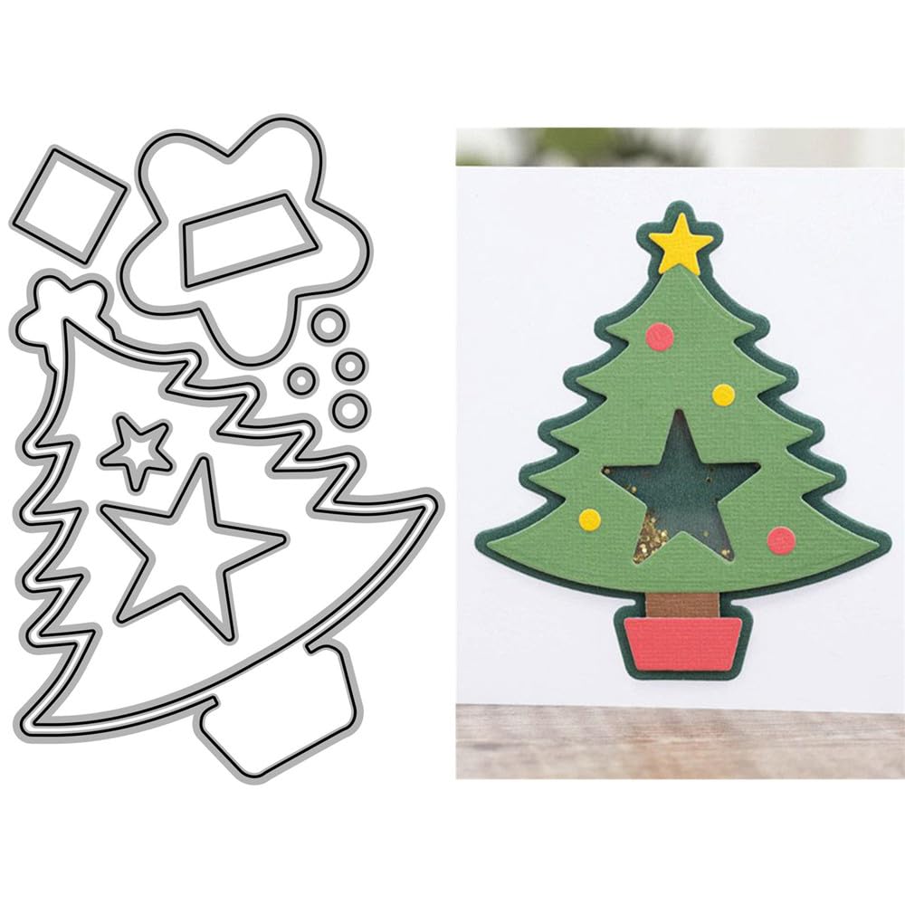 Splicing Christmas Tree Die Cuts for Card Making, Flower Stars Metal Cutting Dies for Paper Scrapbooking, DIY Stencils for Album Party Wedding Festivals Decoration