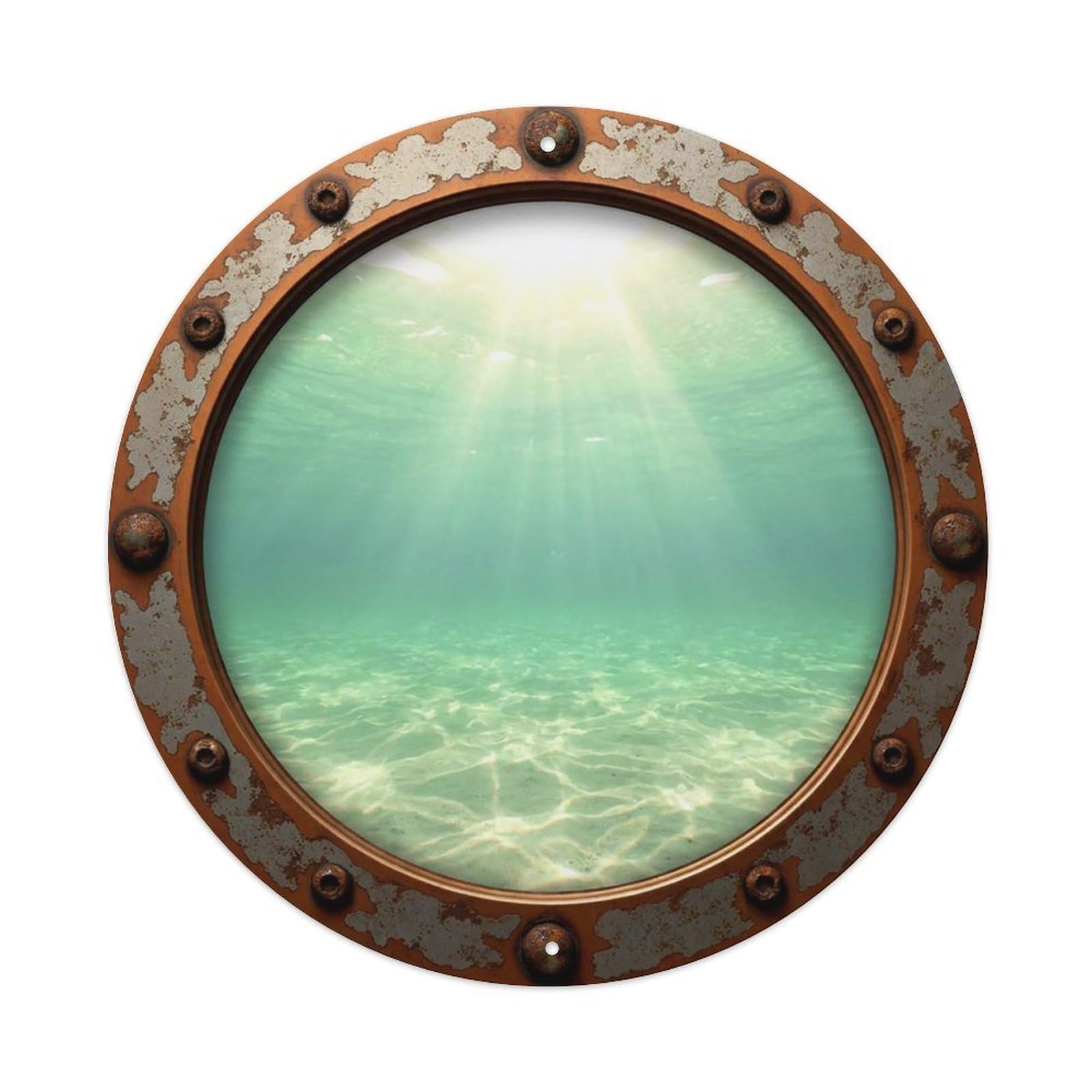 Vintage Porthole Seafoam Green Nautical Window View Vintage Metal Tin Sign Plaque Wall Decor for Cafe, Club Bar, Office, Garden Metal Poster 8x8Inch
