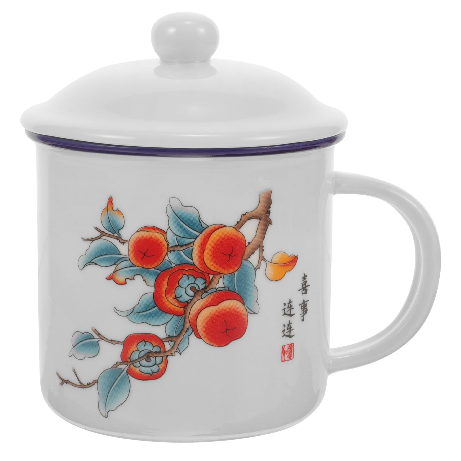 Vintage Emaillebecher mit Deckel und Henkel Vielseitig und Tragbar für Cafés und Outdoor Aktivitäten Robuster und Stilvoller Wasserbecher