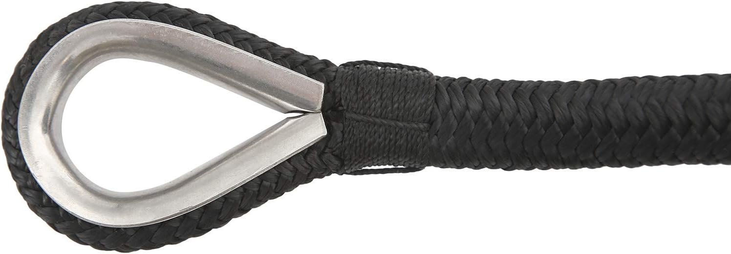 NovelBee 1/2 Inch X 600 Feet Double Braid Nylon Anchor Line with Stainless Steel Thimble and Wood Chuck (Black)