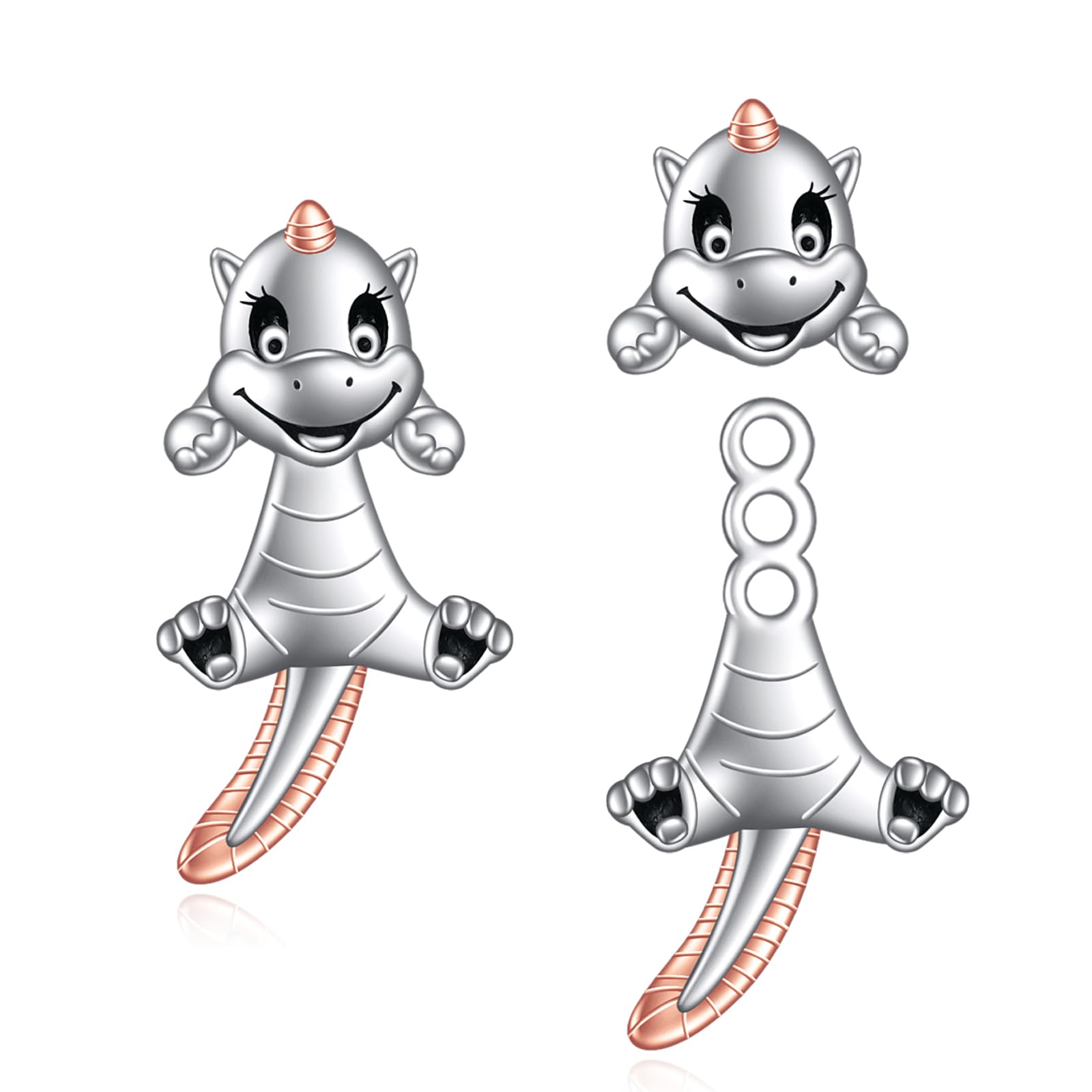 VONALA 925 Sterling Silver Black Cat Dog Hippo Snake Frog French Bulldog Bunny Cow Monkey Penguin Panda Pig Koala Fox Axolotl Stud Earrings for Women Hypoallergenic Gifts Birthday