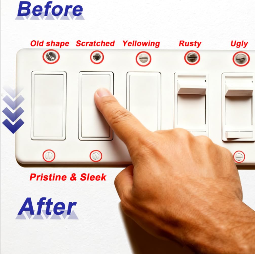 120PCS Wall Plate Screws White, Outlet Cover Screws for Switch Plate, 6/32 Electrical Outlet Screws for Light Switch Plates,Electrical Panel, 4 Sizes (3/8",1/2",3/4",1") Screws Kit w/Free Screwdriver