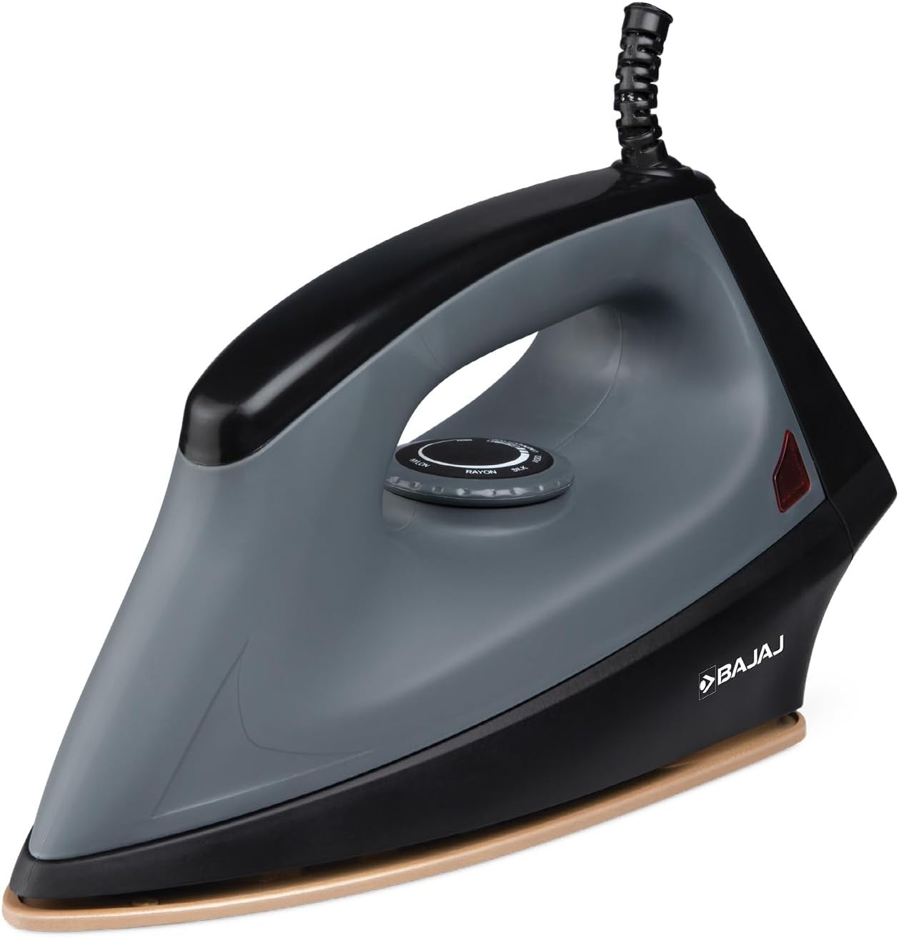 Bajaj Herculo Heavy Weight Dry Iron | 1100 Watts Heavy Weight Dry Iron | Duraglide Soleplate | Anti-Bacterial & Non-Stick Coating | 360 Degree Swivel Cord | 2-Yrs Warranty Black & Grey, Aluminium