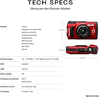Vista 6 de OM System OLYMPUS Tough TG-7 Cámara Subacuática Roja, Impermeable, A Prueba de Congelación, Alta Resolución y Brillo, Video 4K Disparo Macro 44x