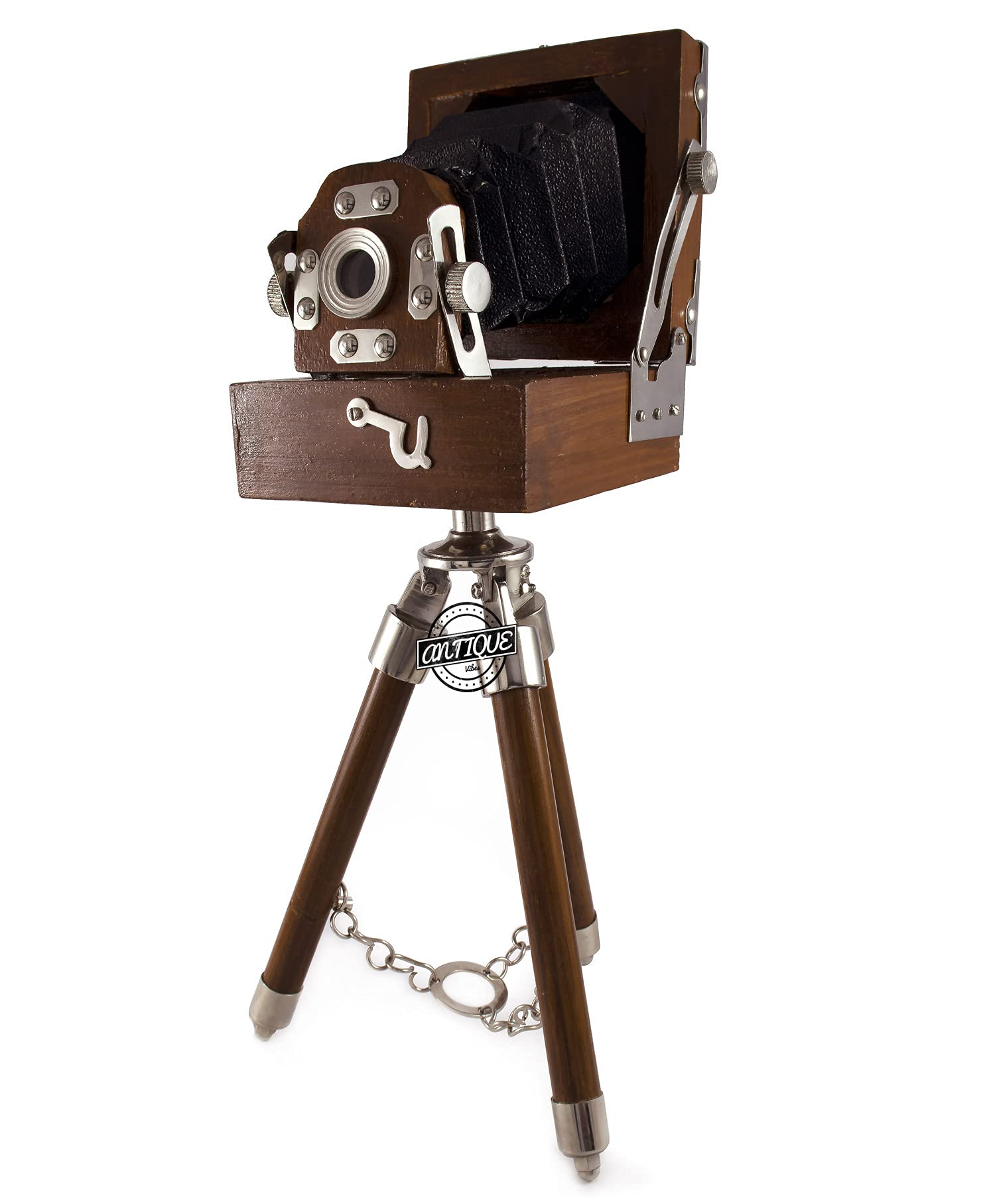 Classic Vintage Design Camera With Wooden Tripod | Retro Home Style - UK