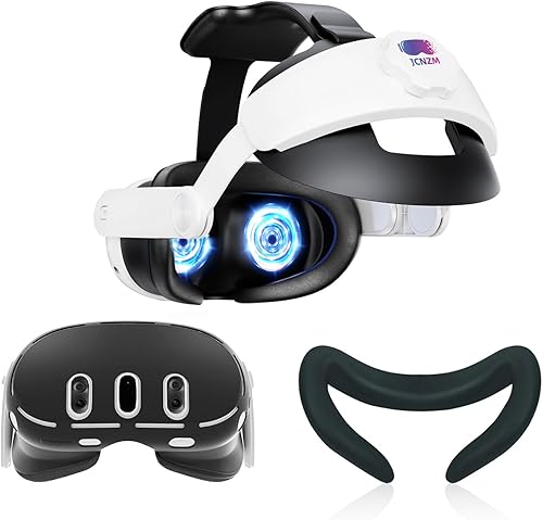 3in1 Head Strap for OculusMeta Quest 3, Upgrade Elite Head Strap Replacement with Silicone Face Pad Cover, VR Shell Case for Reduce Pressure,